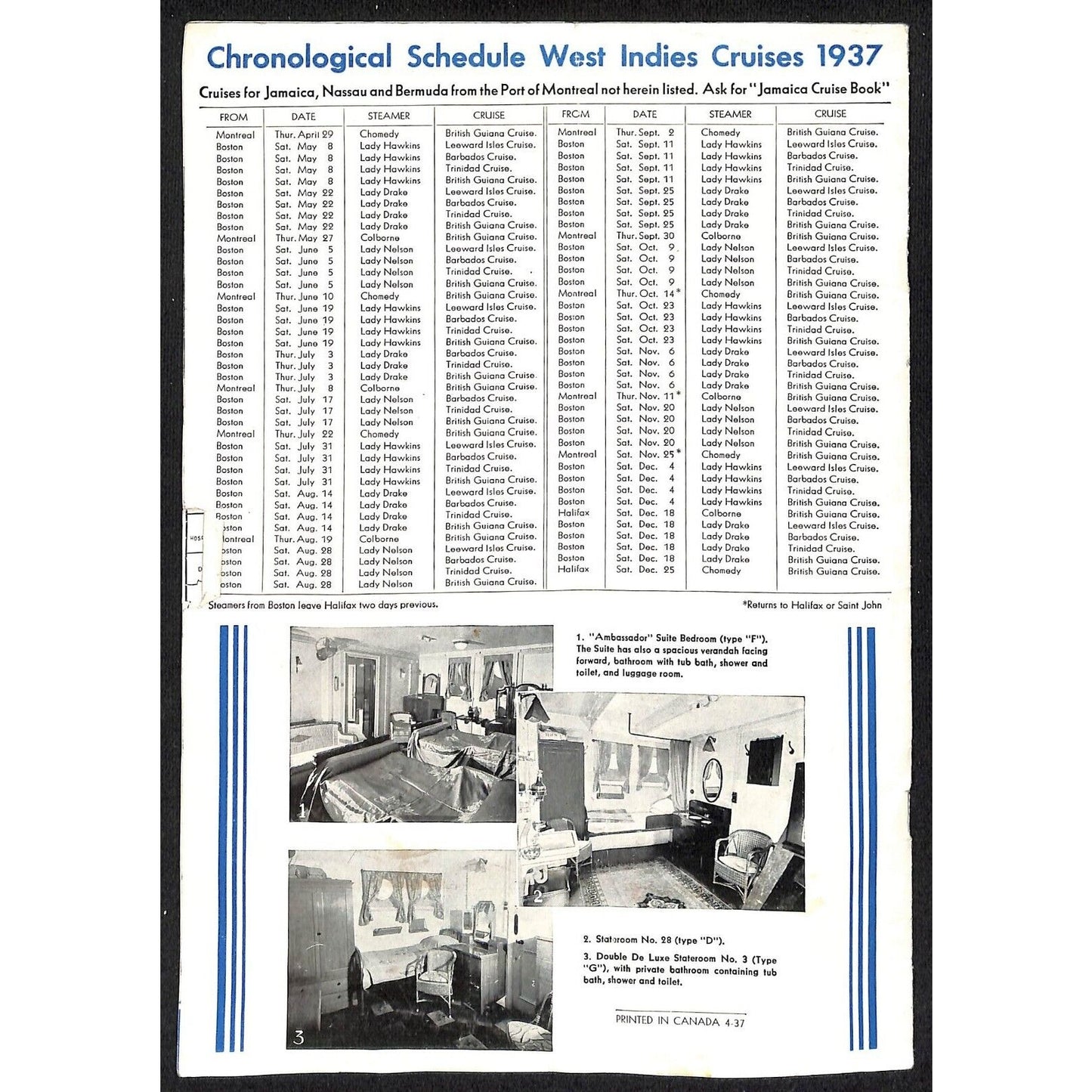 Canadian National Steamships 1937 West Indies Cruises Brochure 15pp