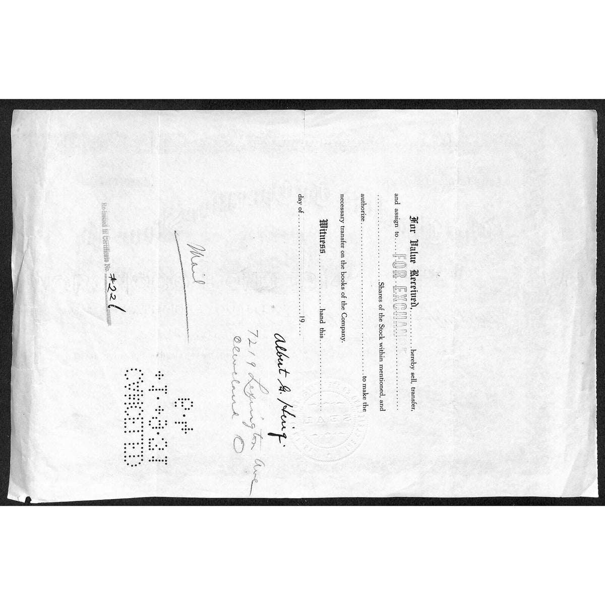 The Cleveland Co-Operative Stove Co. 1921 Stock Certificate #212 Vignette Scarce