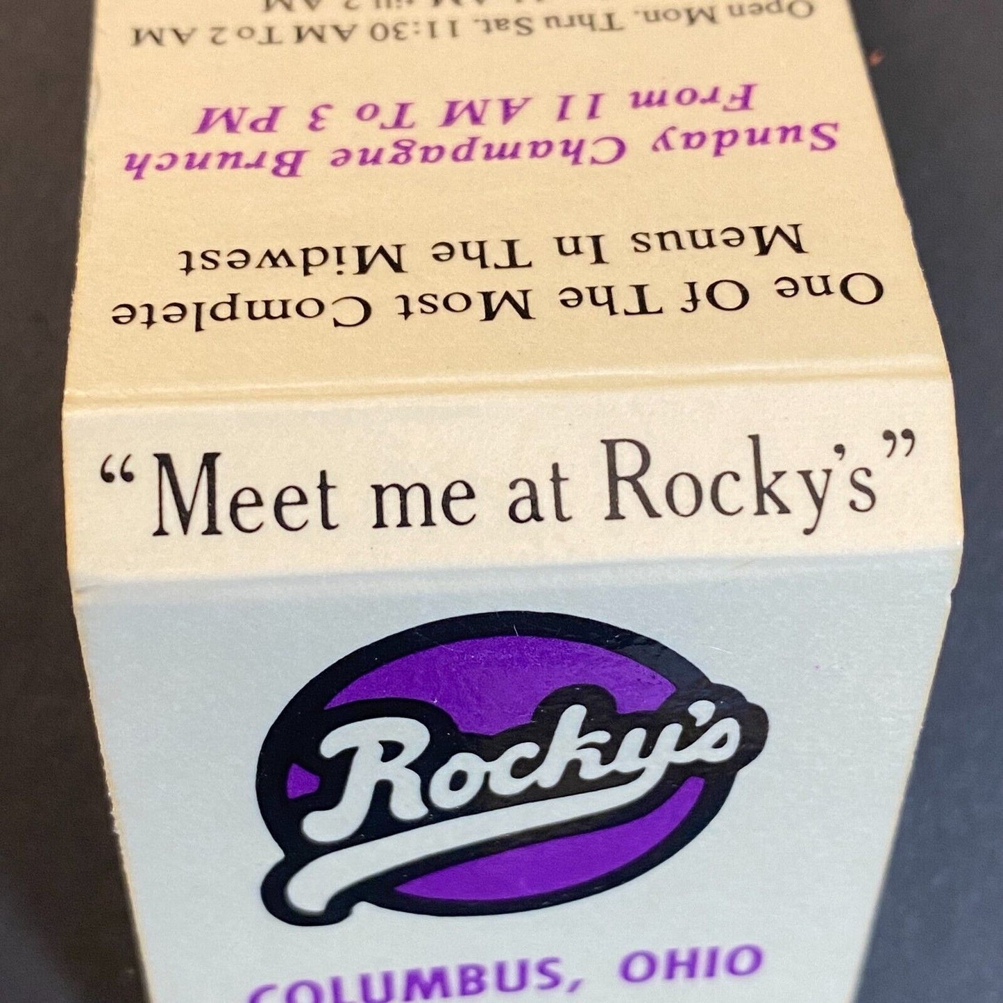 Rocky's Restaurant Columbus, OH Near Full (-2) Printed Stick Matchbook c1990's