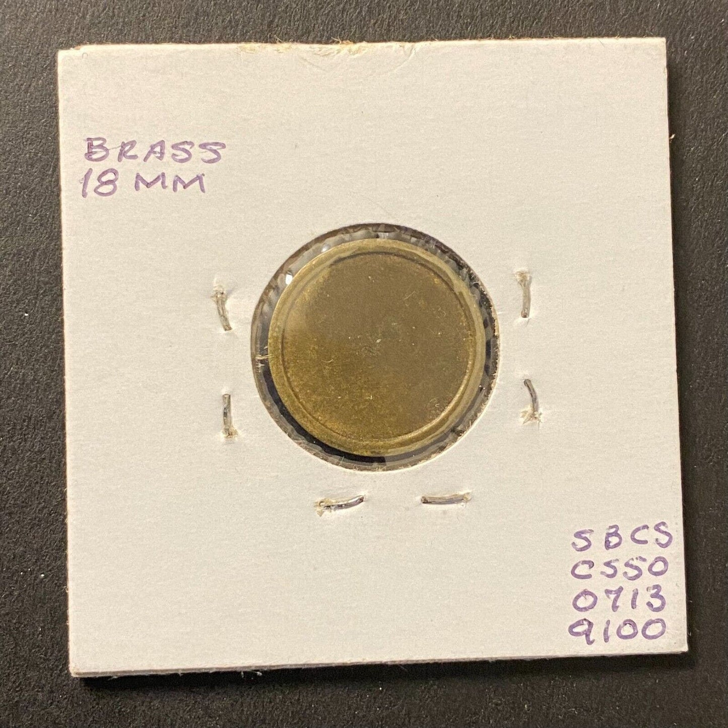 7 1/2 w/ Square / Diamond Unattributed Weight Brass 18mm 2.341g Brass Token