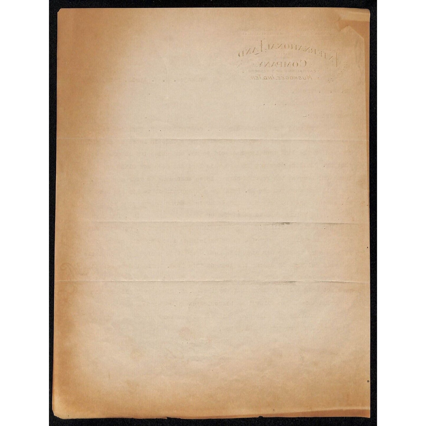 International Land Company 1906 Muskogee Indian Territory, OK TLS Letterhead