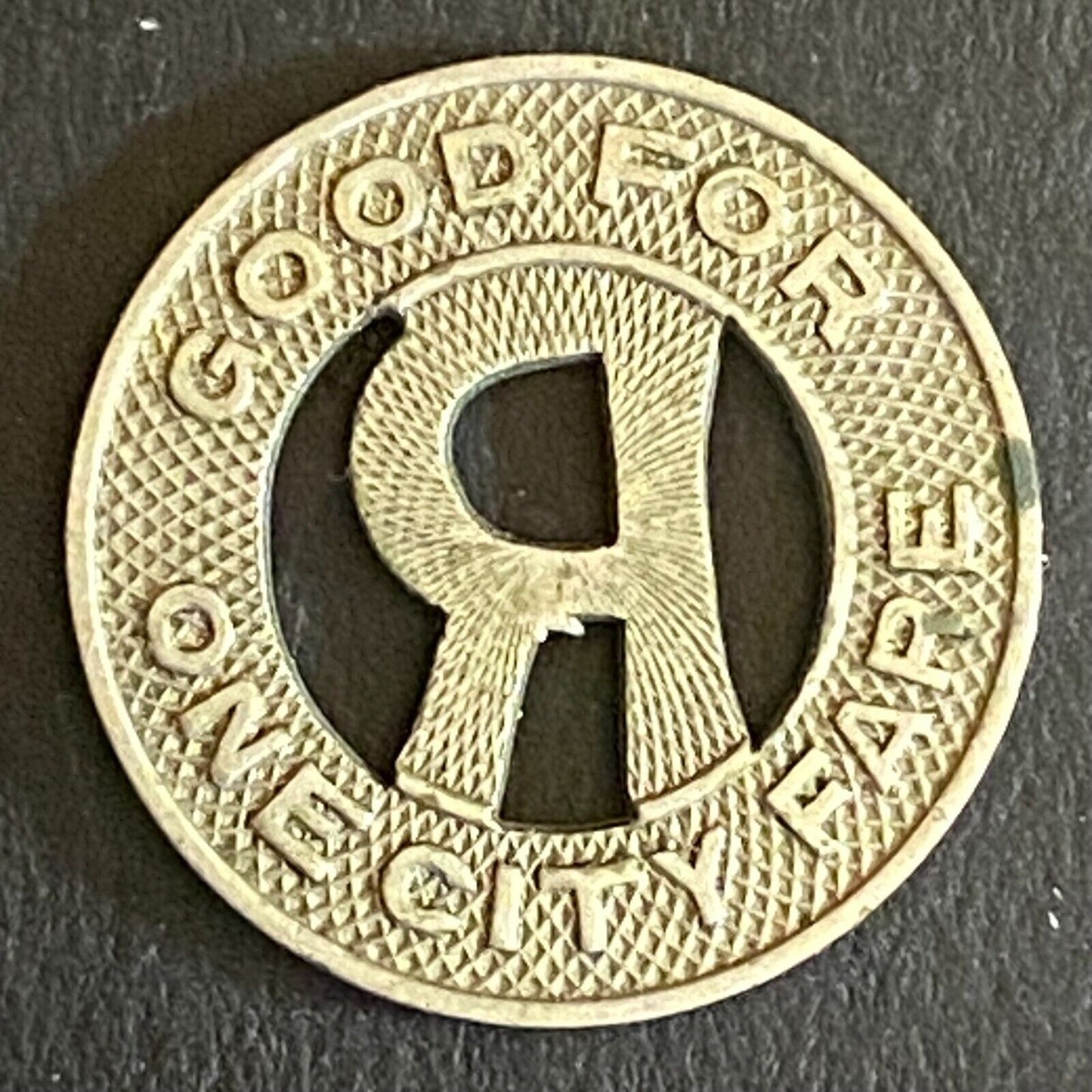 C.I.E. and G. Co. Rockford, IL G/F One City Fare Token 16mm VGC