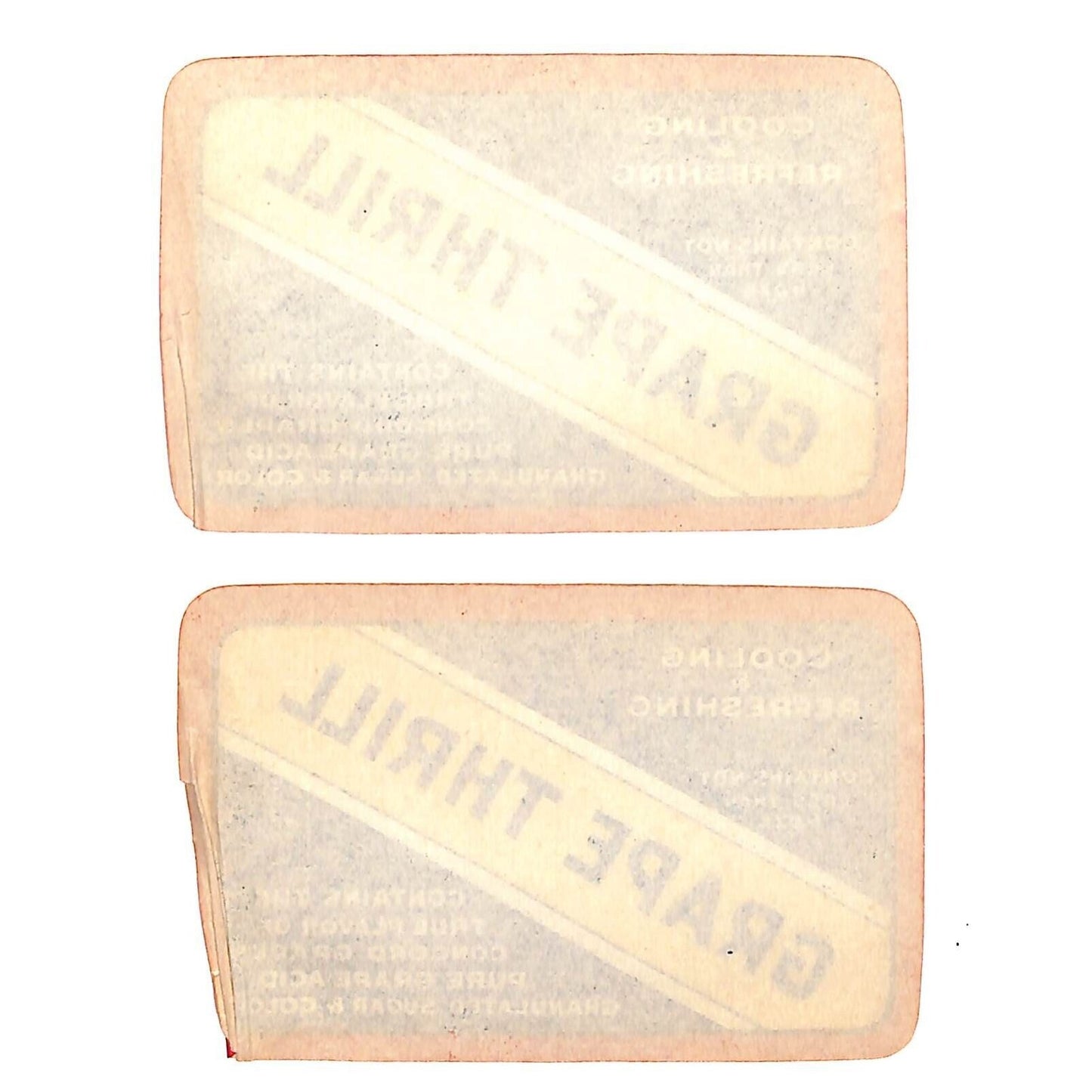 2 Grape Thrill Soda Labels (Crown Bottling Works New Orleans ?) c1927 w/ Creases