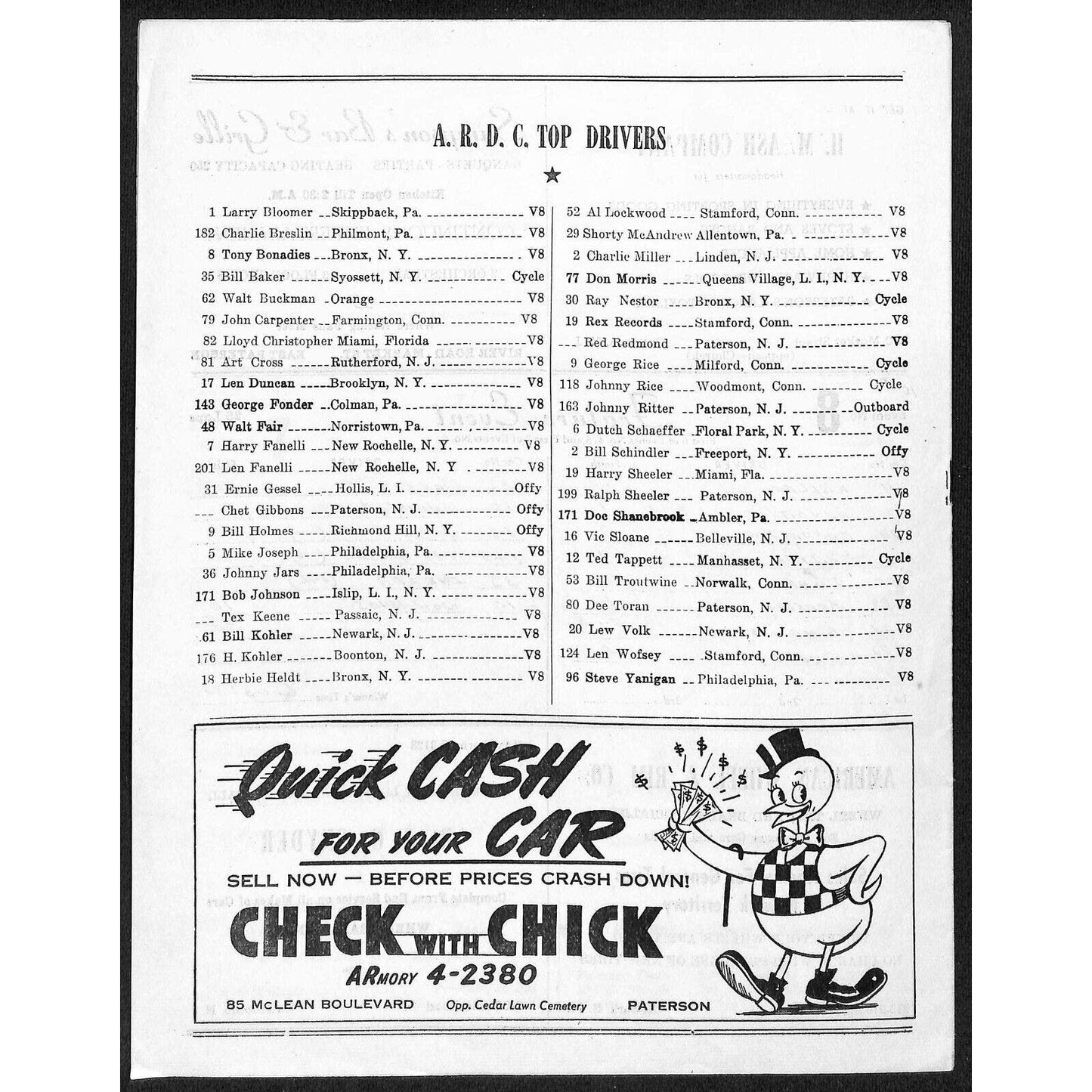 Hinchliffe Stadium Midget Auto Races 10/4/1946 Program Herby Heldt 4pp Scarce