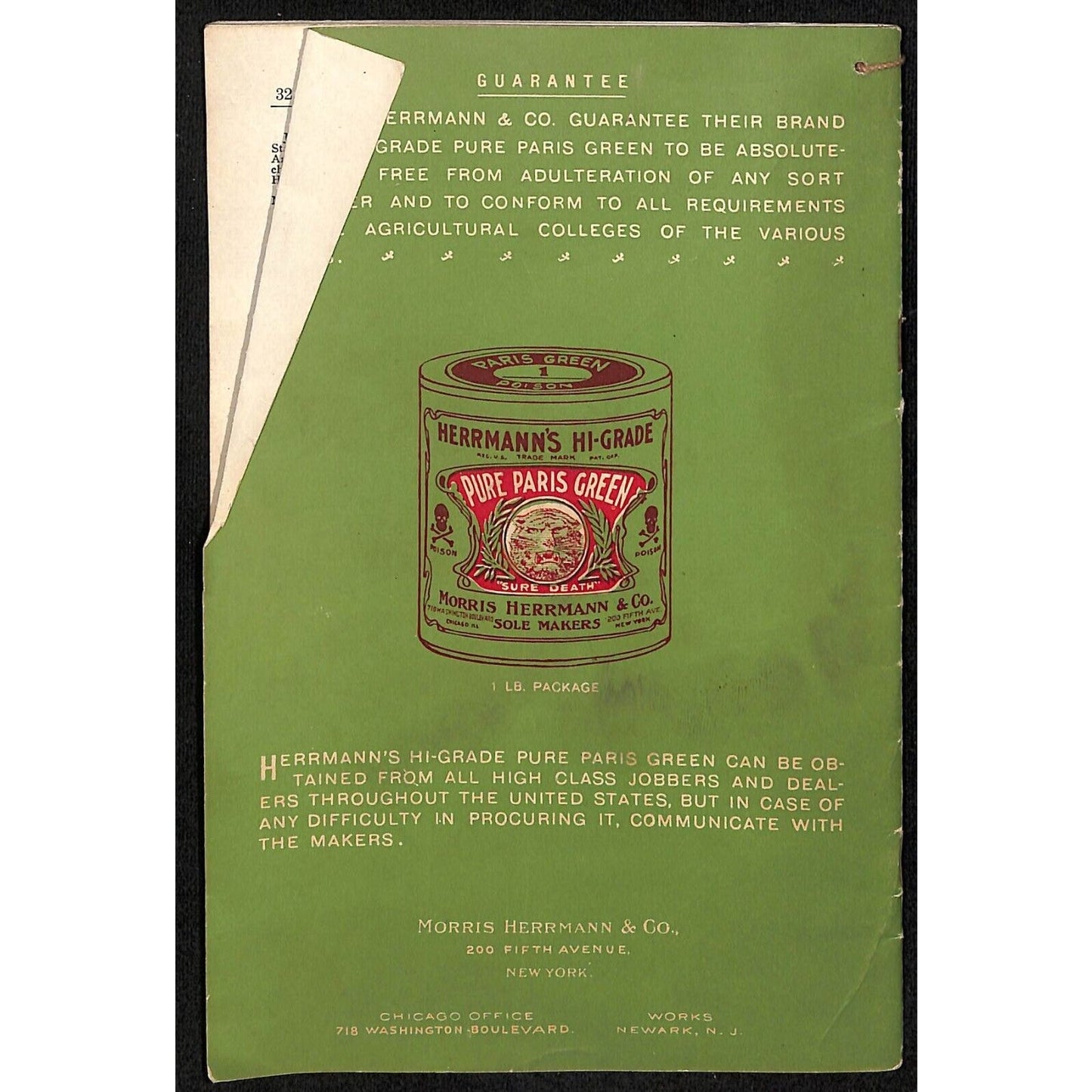 Herrmann's 1912 Almanac w/ Insecticide Extermination Notes 32pp Scarce