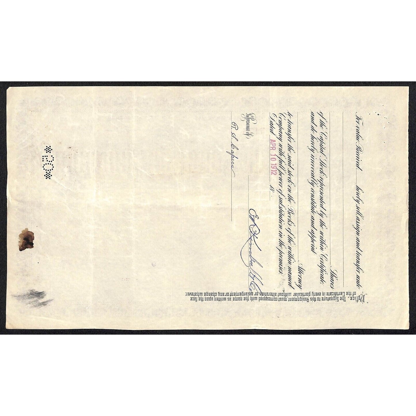 Bay State Gas Company Delaware 1899 Stock Certificate E.R. Kimball & Co.