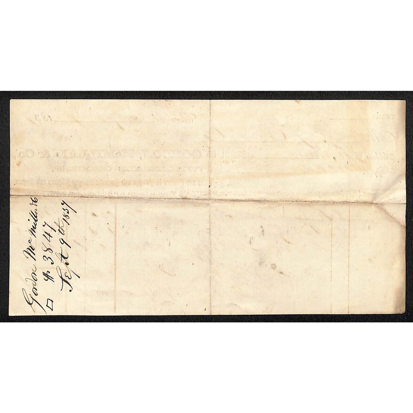 Gordon, McMillan & Co. Grocers Cleveland 1857 Billhead J.J. Cover* Scarce