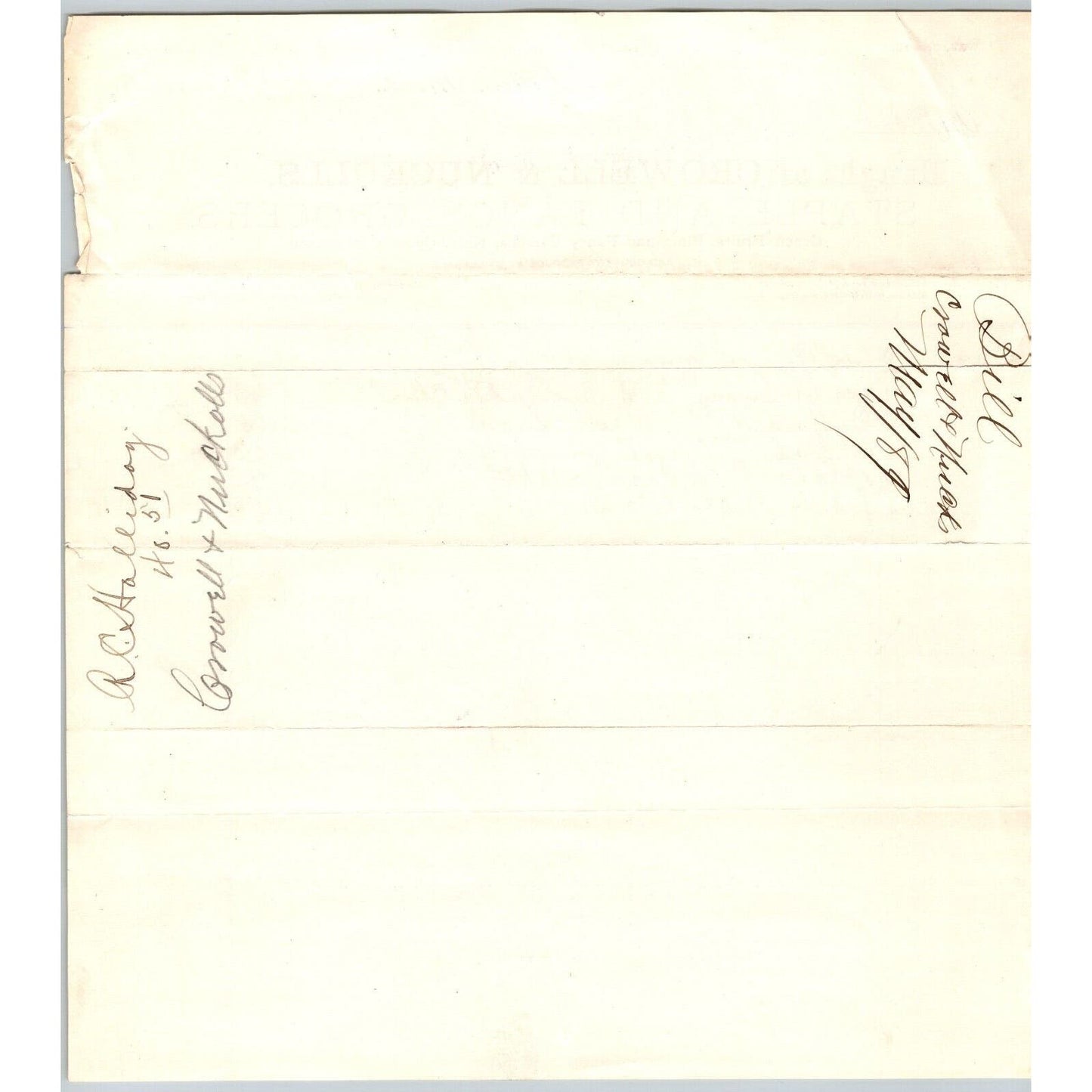 Dillon MT Crowell & Nuckolls Fancy Grocers April 1889 Billhead R.C. Halliday*