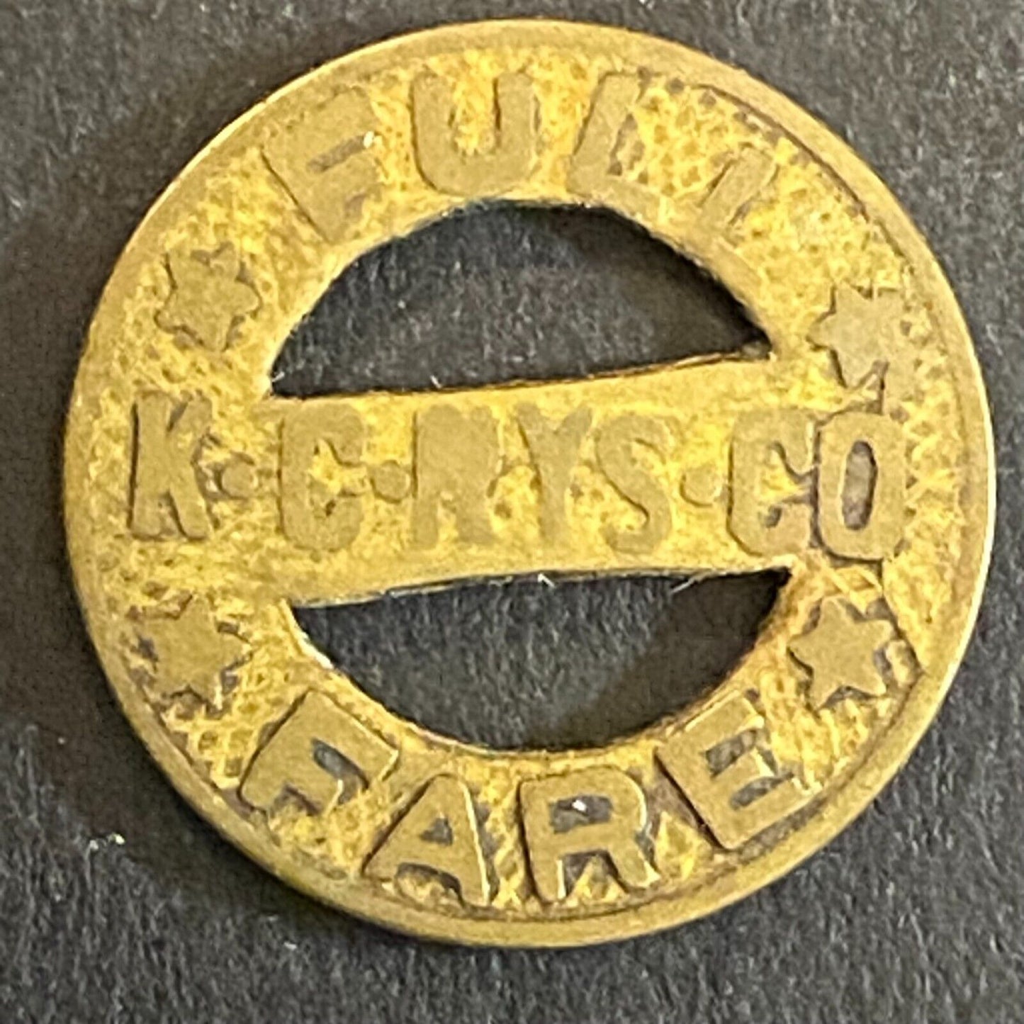 K.C. RYS. Co. (Kansas City) Full Fare Transit Token 16mm - w/ Wear