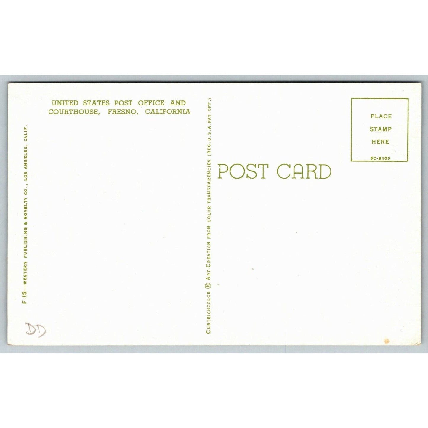 Vintage Postcard - United States Post Office, Fresno, CA - Unposted
