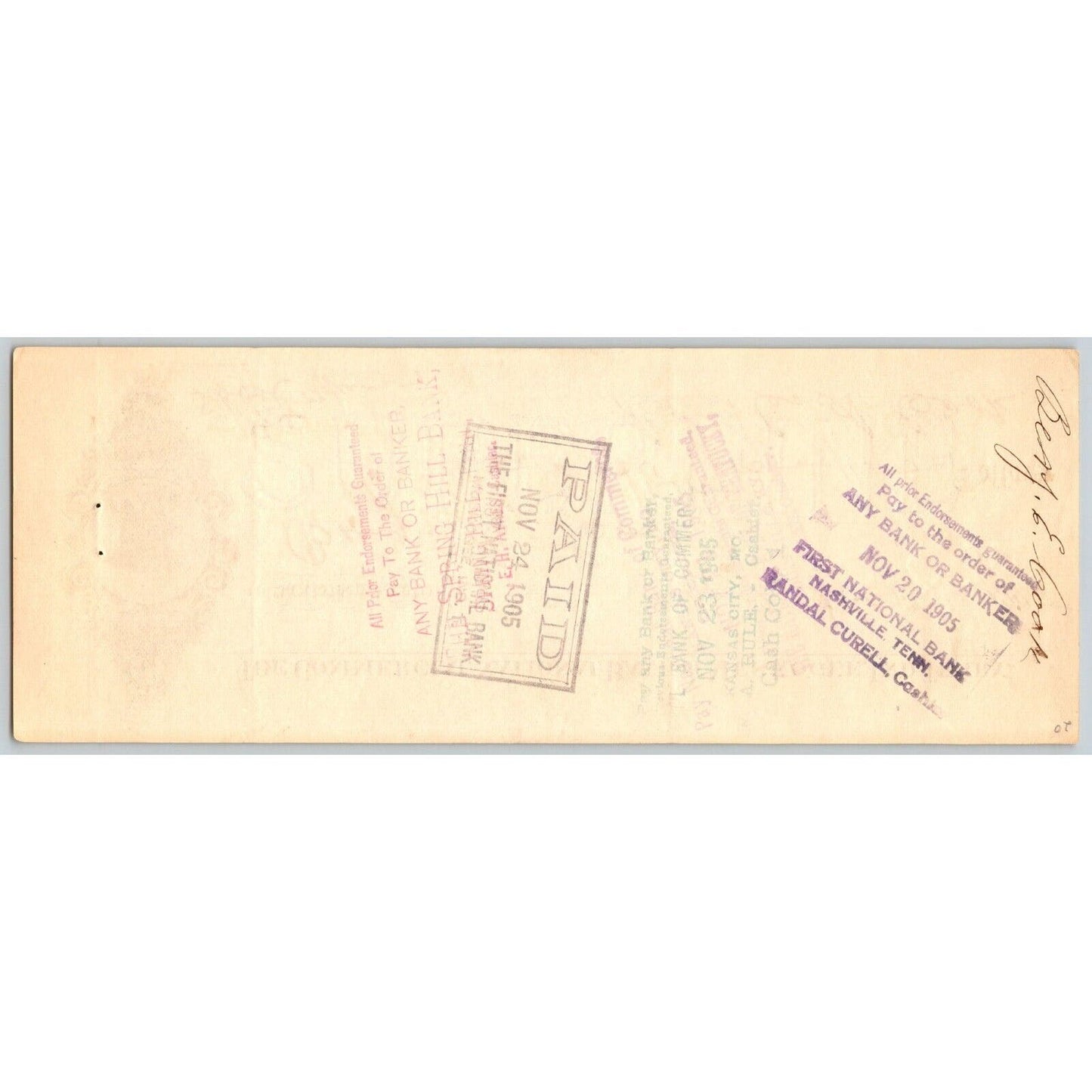 Muskogee, OK 1905 Indian Territory $10 Commercial National Bank Check - Scarce