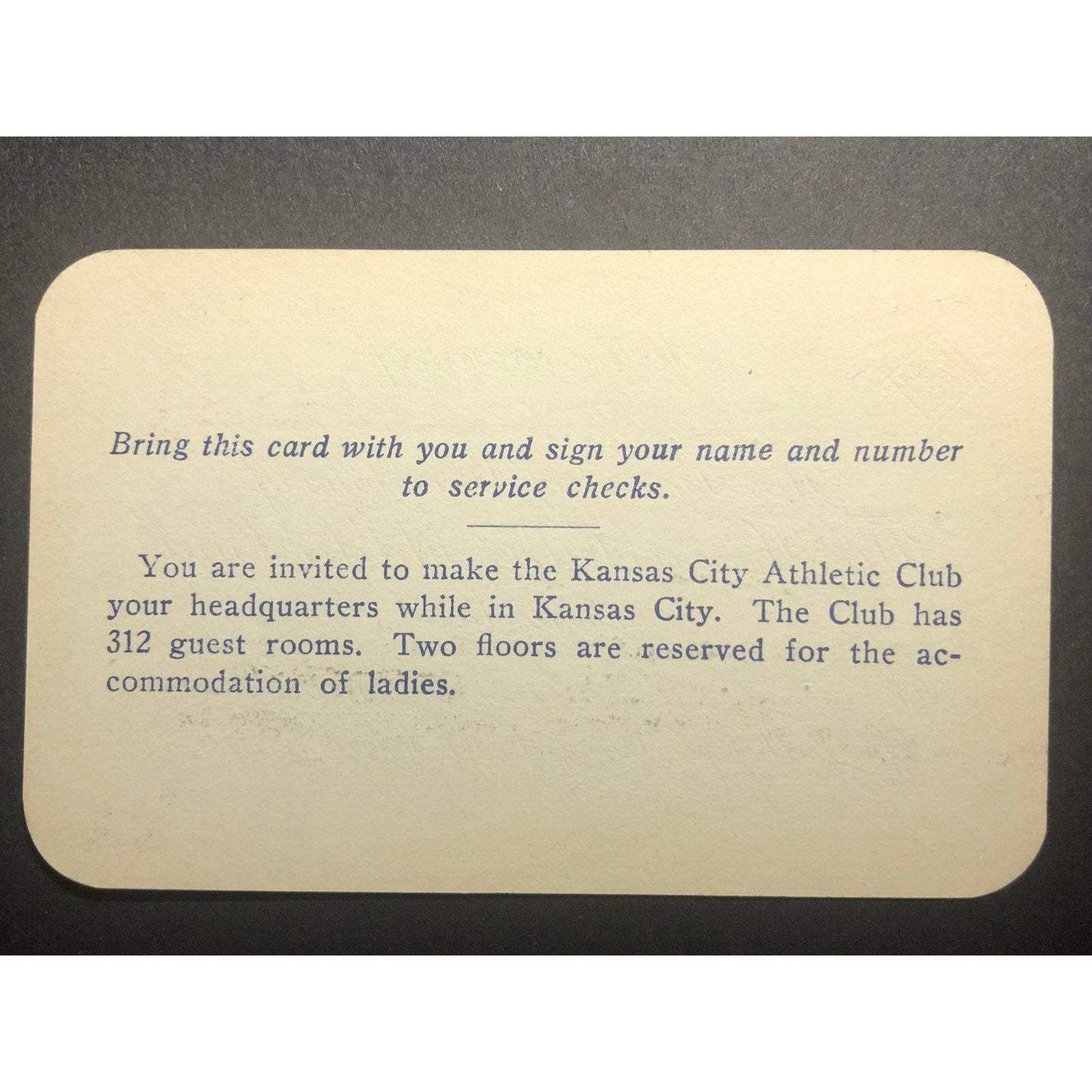 1929 Kansas City Athletic Club Yearly Pass - VGC - Scarce