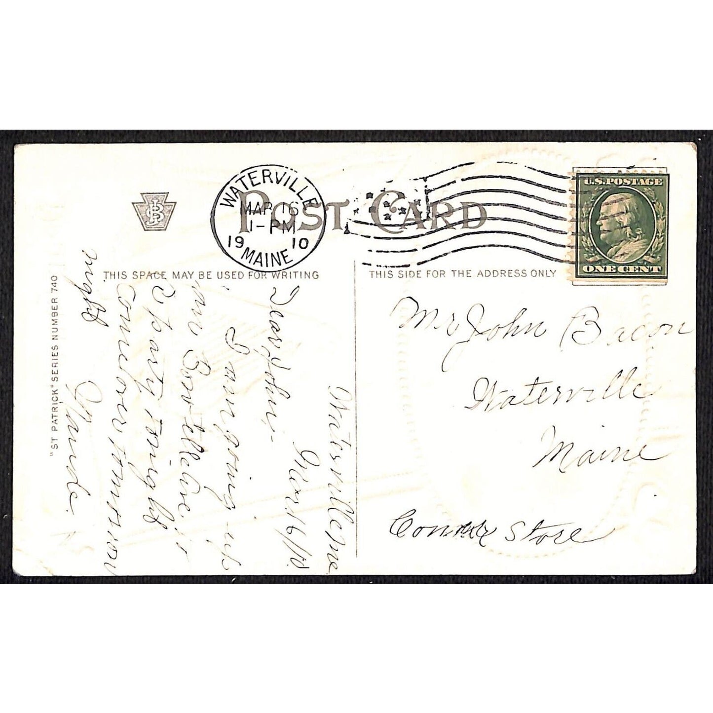 Ireland Postcard Meeting of the Waters Killarney "Dear Erin's Isle" PM 1910