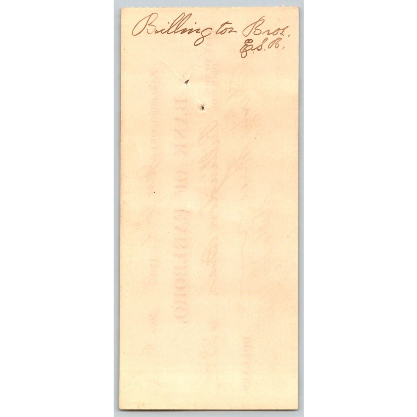 Earlboro, OK 1903 Territorial Billington Bros. "Bank of Earlboro" Check - Scarce