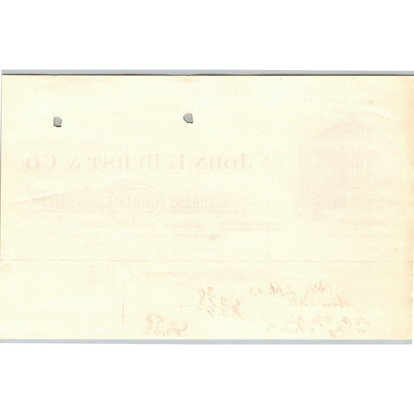 1899 Letterhead John E. Hurst Dry Goods Baltimore - Ephraim Baker*