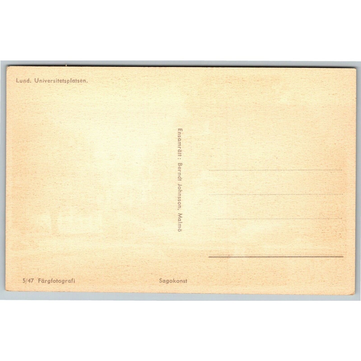Vintage Postcard "Lund: Universitetsplatsen" University Square, Lund, Sweden
