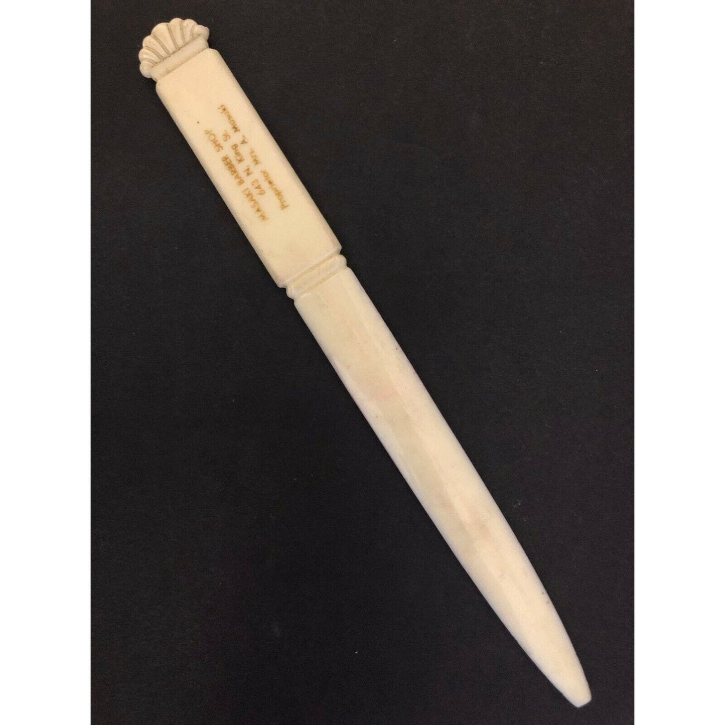 c1920's-30's 7.25" Masaki Barber Shop Hawaii ? Celluloid Adv. Letter Opener