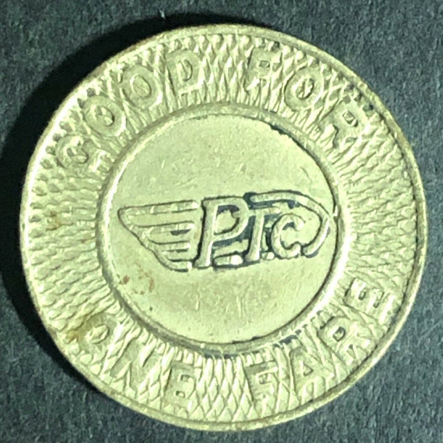 Brass G/F One Fare Transit Token Philadelphia Transportation Co. PTC 16mm (1870)