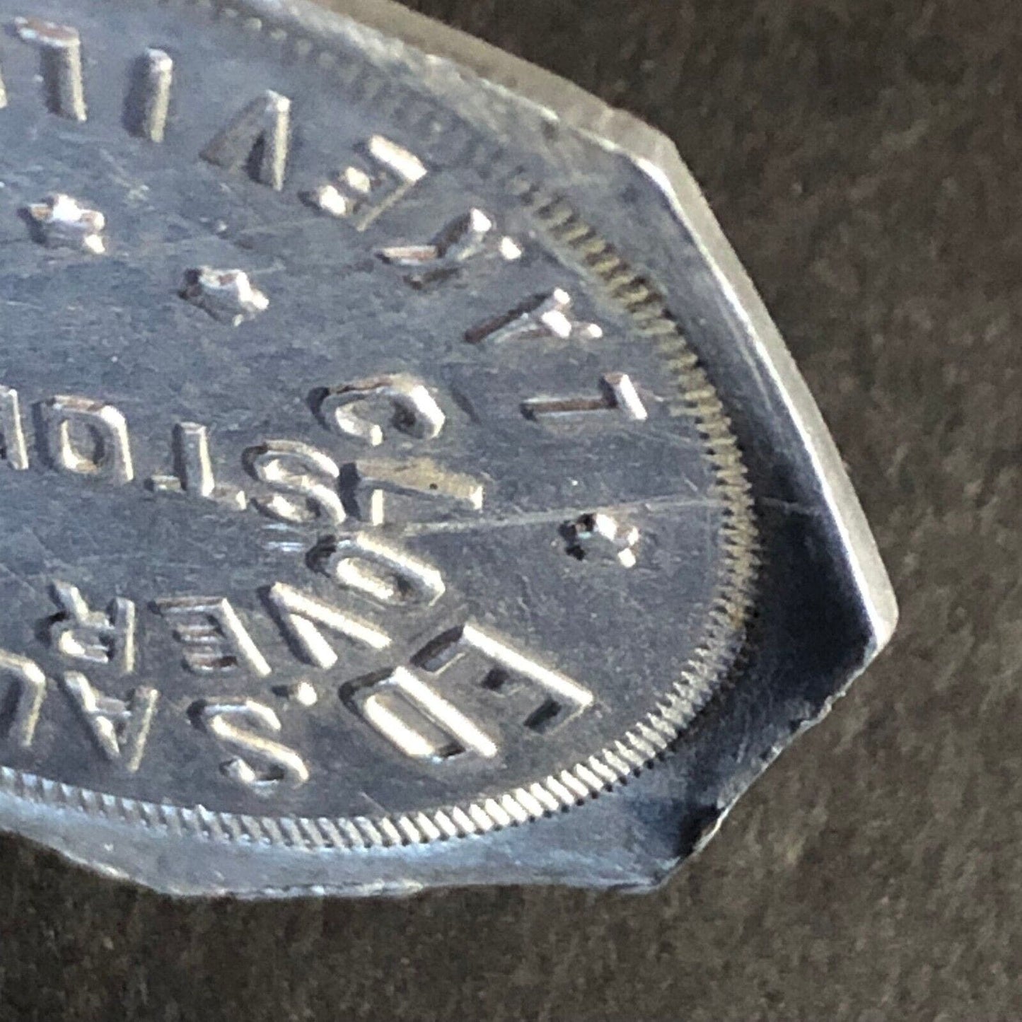 Ed. Sauser Clover Farm Store Lakeville, MN 50c Octagon Alum. Token 32mm Scarce