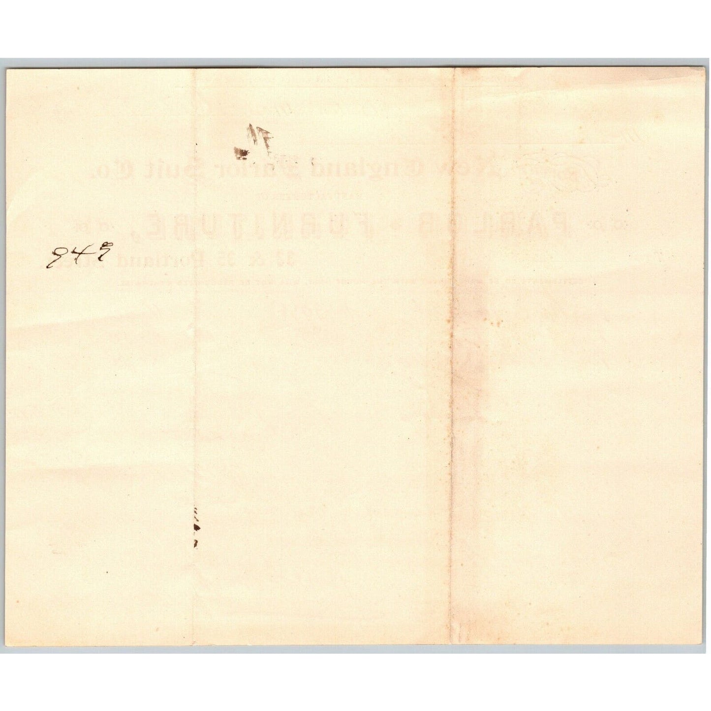 Boston, MA New England Parlor Suit Furniture 1896 Billhead JP Marsh Bethel, VT