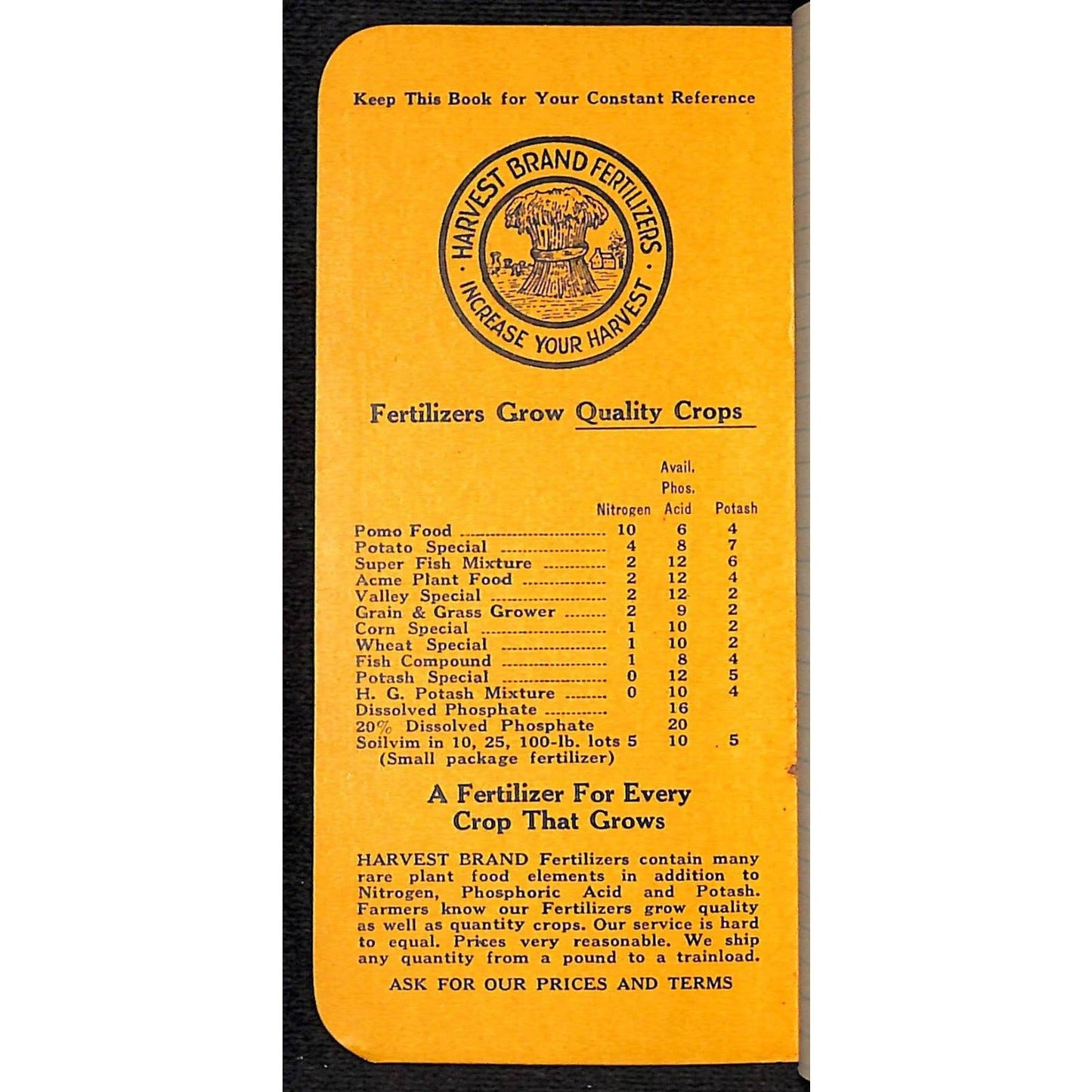Mt. Jackson, VA Valley Chemical / Harvest Brand Fertilizers Note Book 20+ Pages