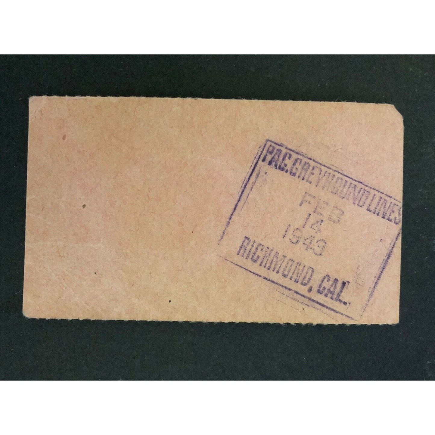 Pacific Greyhound Bus Lines I.D. Check / Ticket "Richmond" 5293 c1945-1955