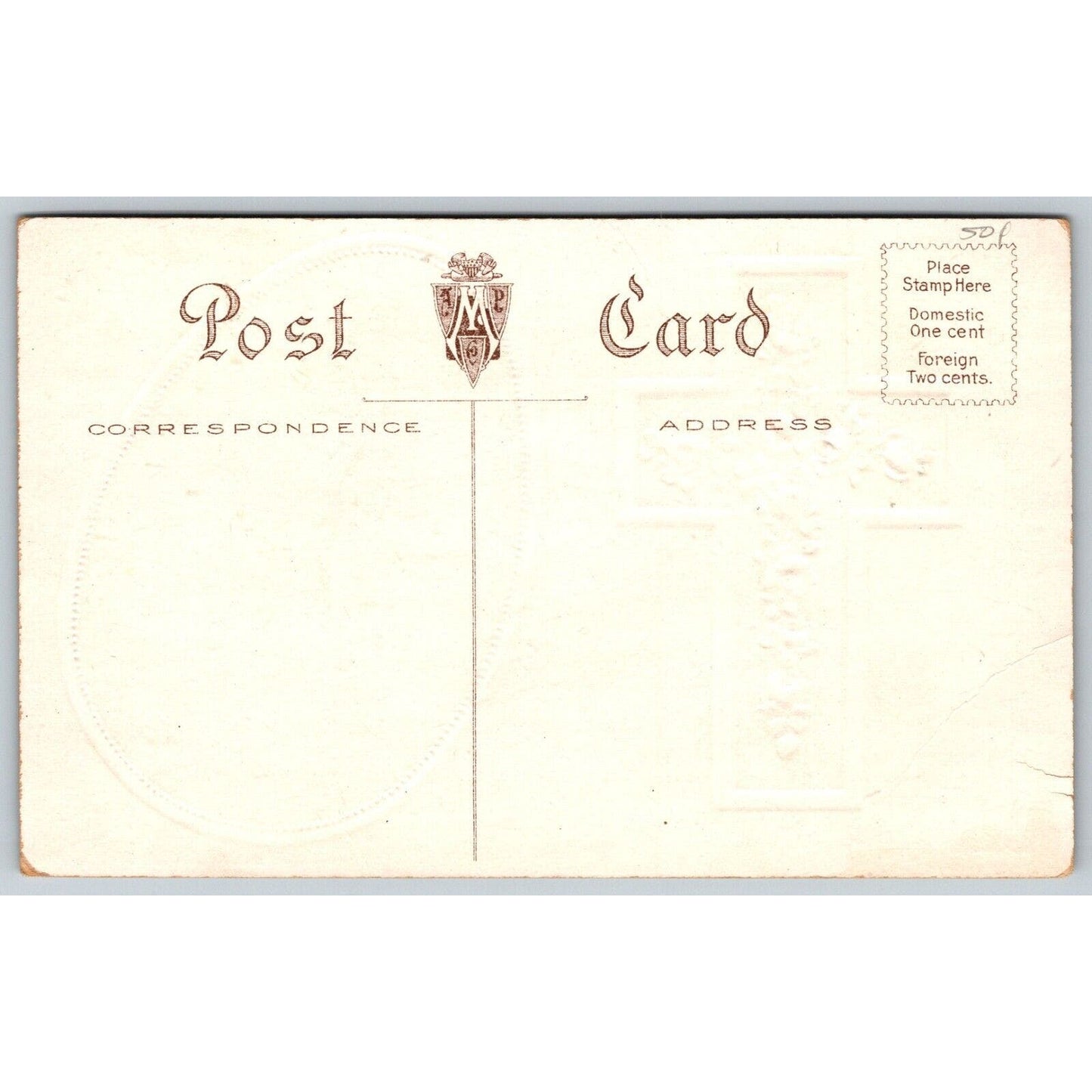 Easter Postcard" All Easter Joys Be Yours" Floral Cross Church Emb. NP c1910-15