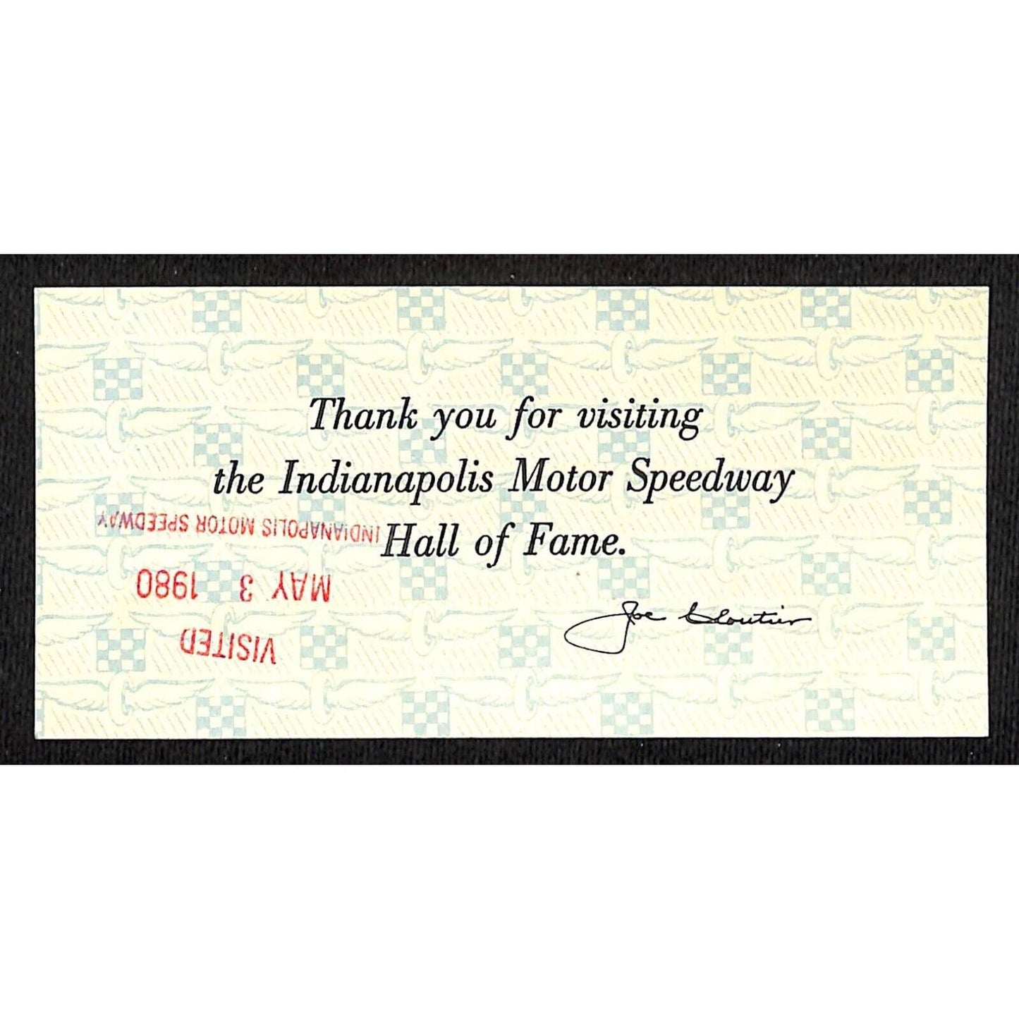 Indianapolis Motor Speedway Hall of Fame Museum Ticket INDY 500 12373 1980