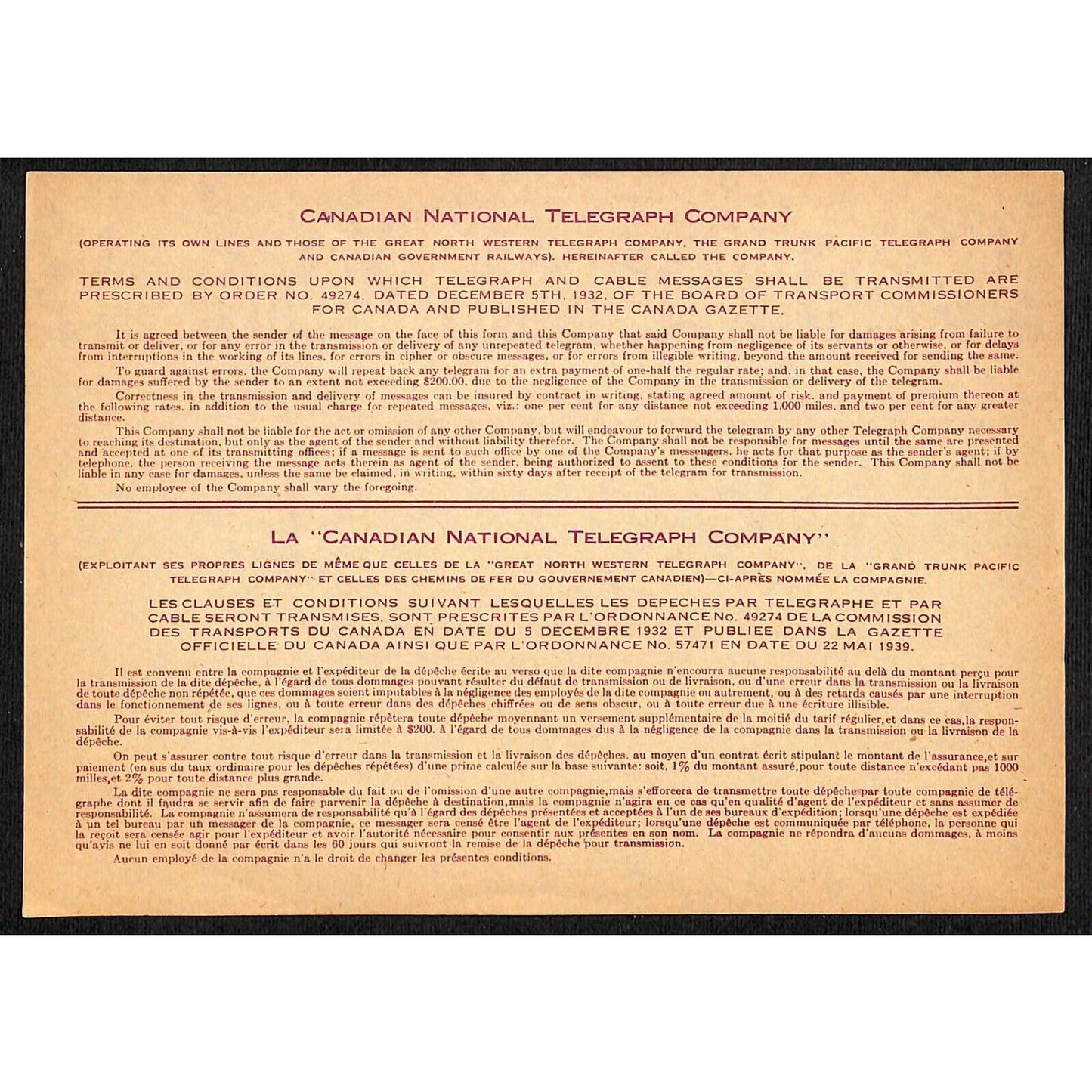 Canadian National Telegraphs Unused c1940's-50's - VGC