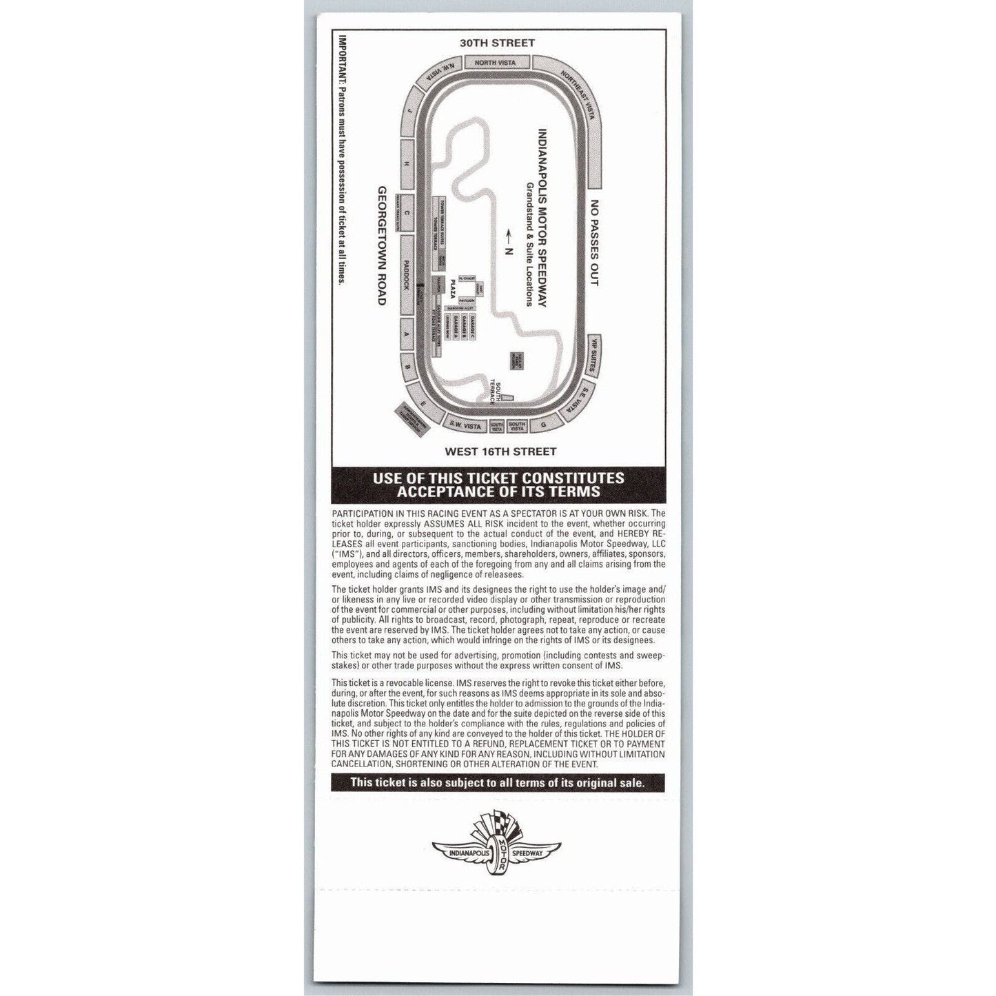 2012 Indy 500 Practice 5/14 Tower Suites Unused Ticket #033