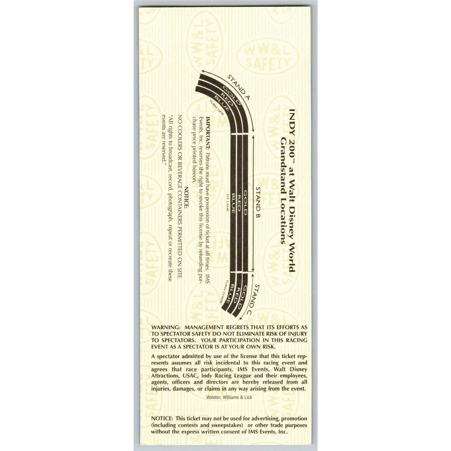 1997 Indy 200 Walt Disney World Friday 1/24 Qualifying Unused Ticket - Seat 16