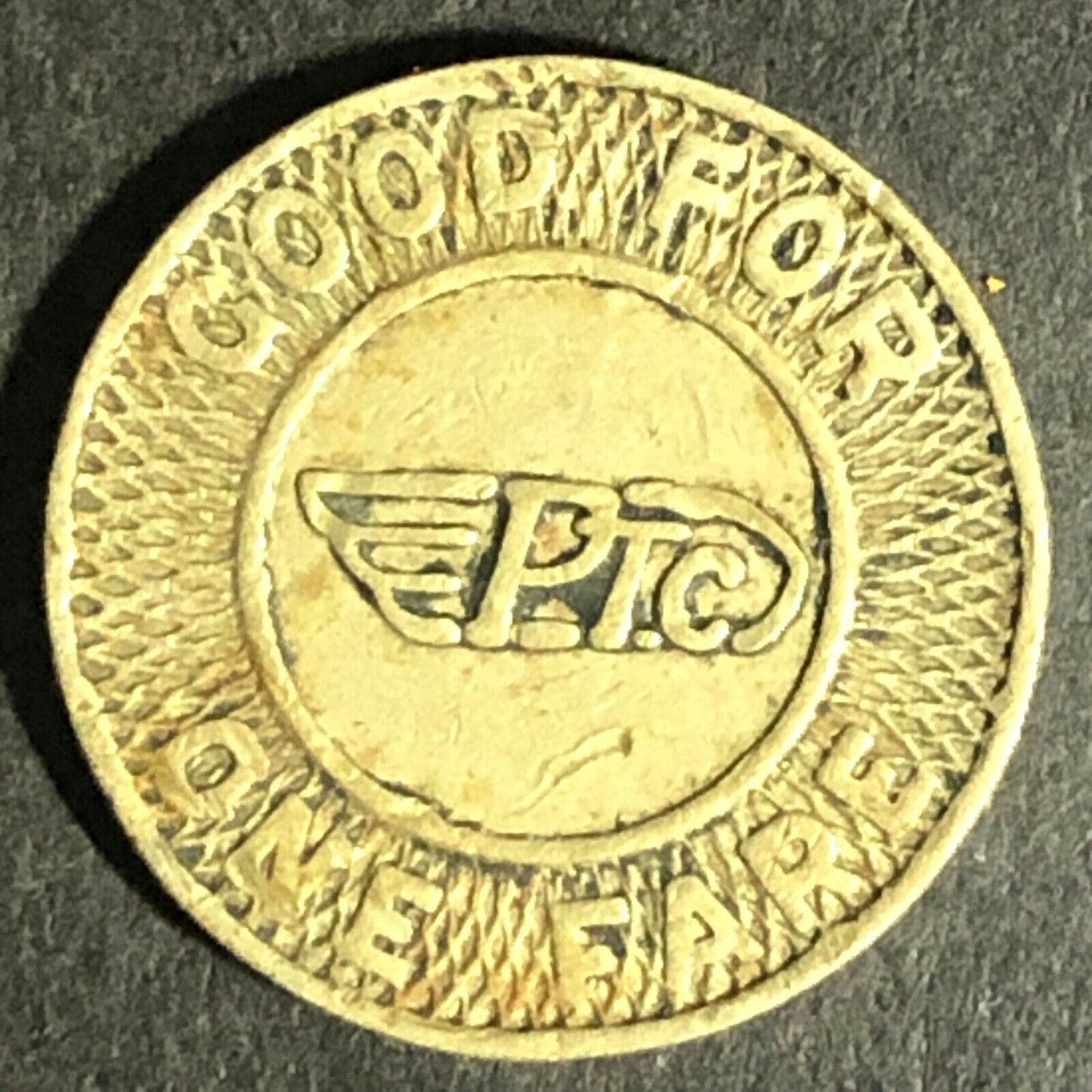 Brass G/F One Fare Transit Token Philadelphia Transportation Co. PTC 16mm (1873)