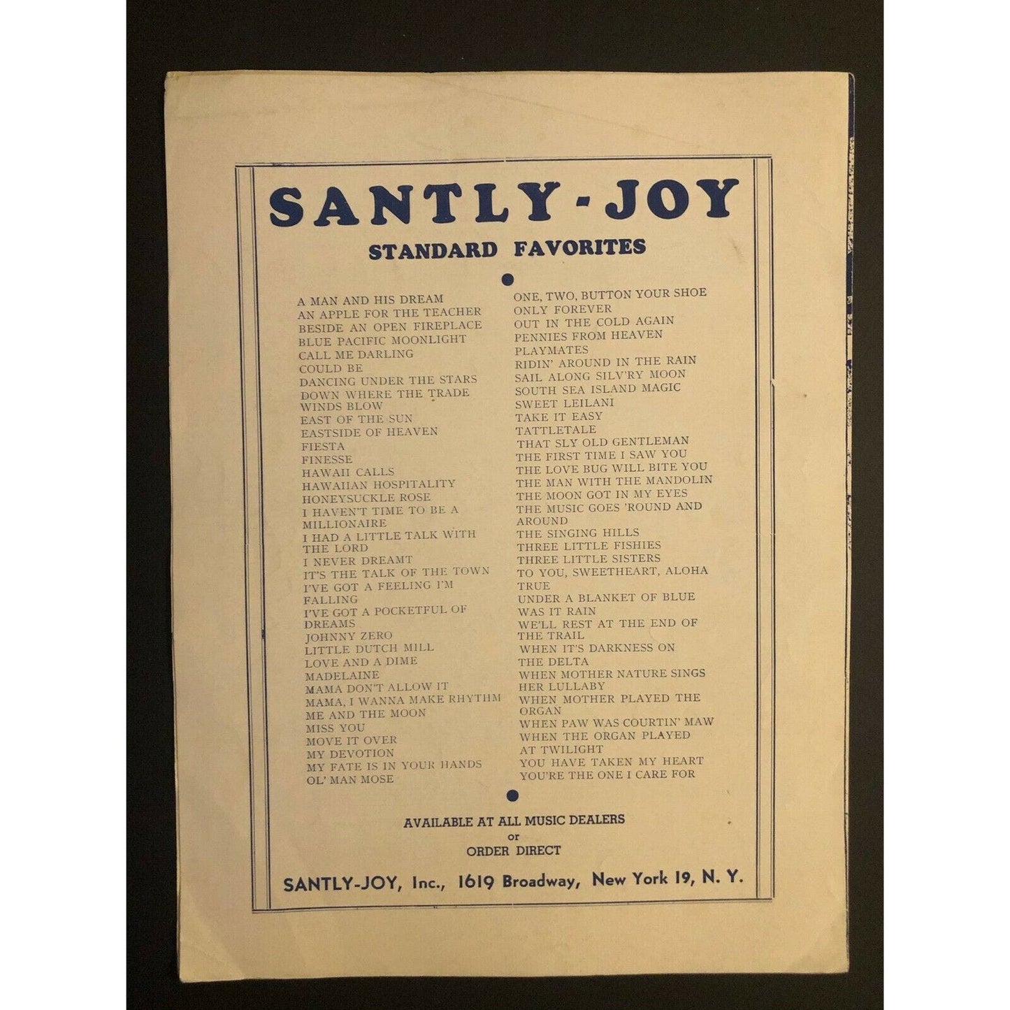 Vintage 1940's Sheet Music "Bell Bottom Trousers" Moe Jaffe