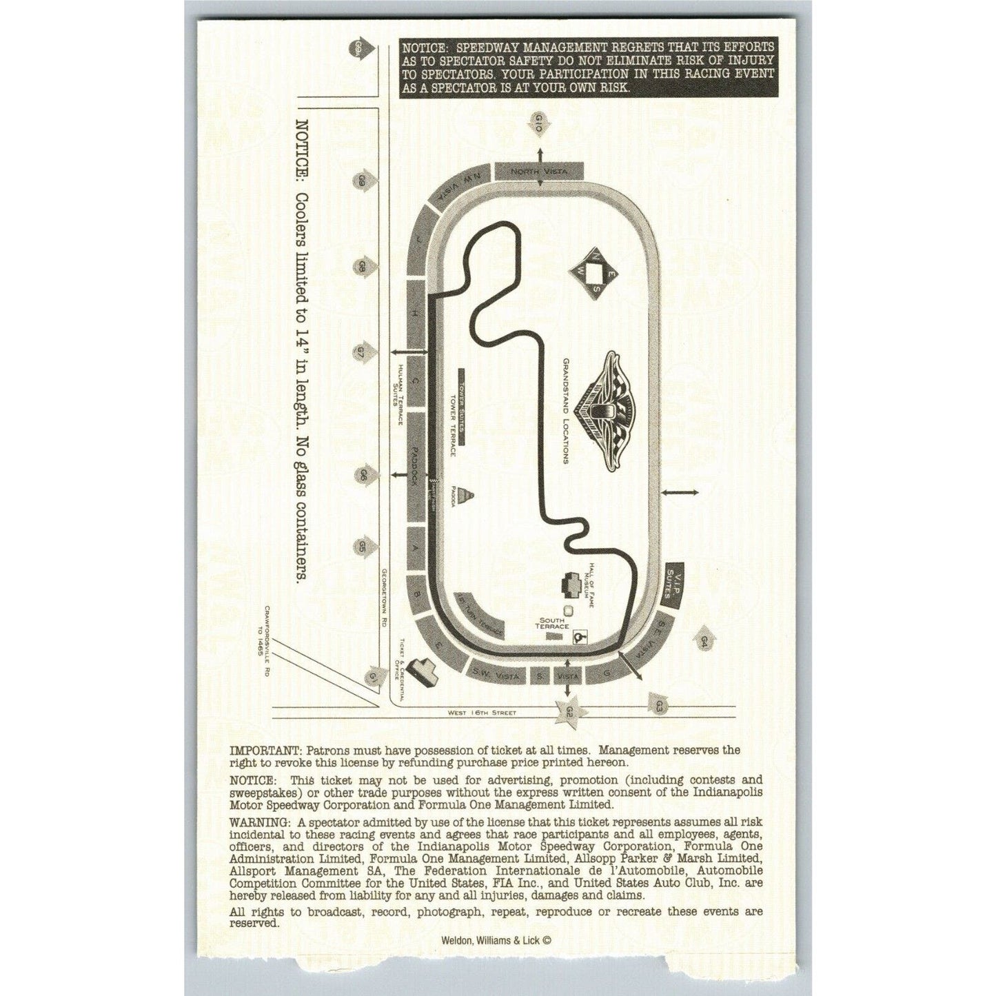 2001 Indianapolis Formula One Grand Prix Racing Ticket Stub 9/30 VGC - Seat 2