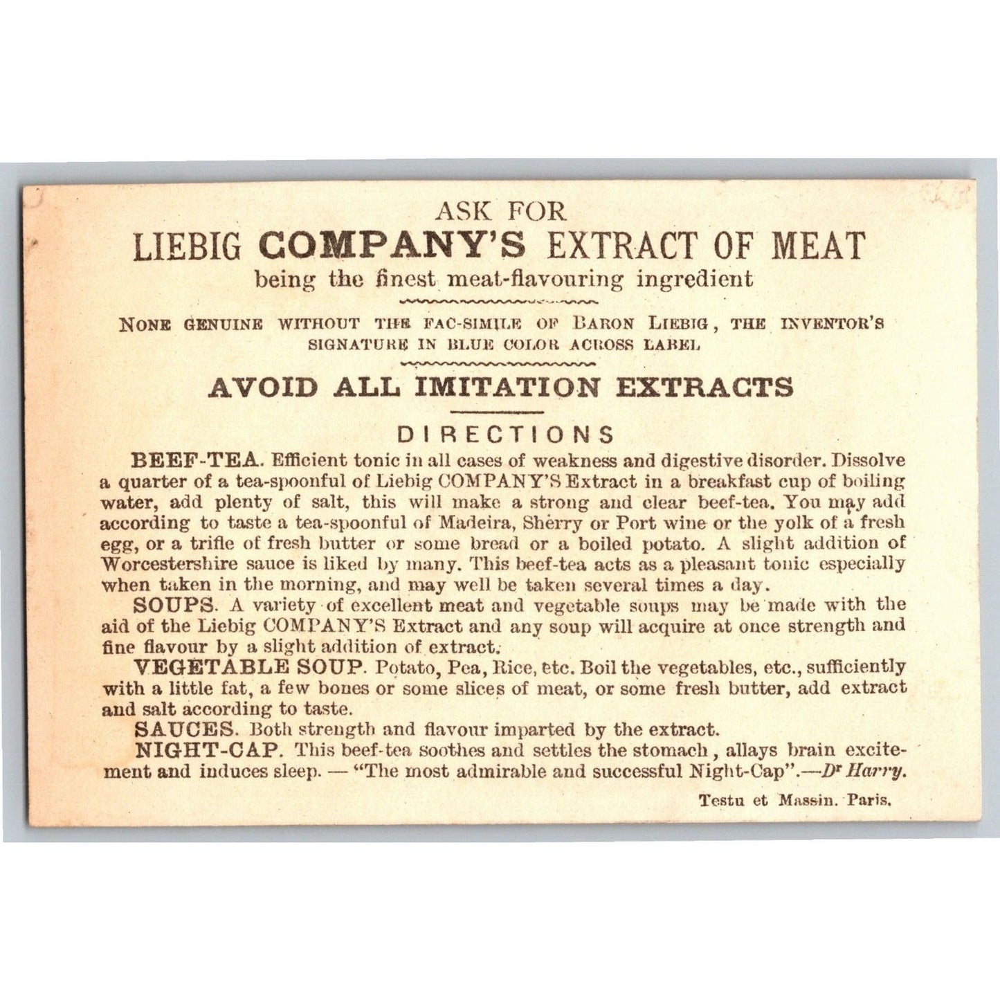 Boy & Girl w/ Picnic Basket Victorian Trade Card Liebig Extract of Meat