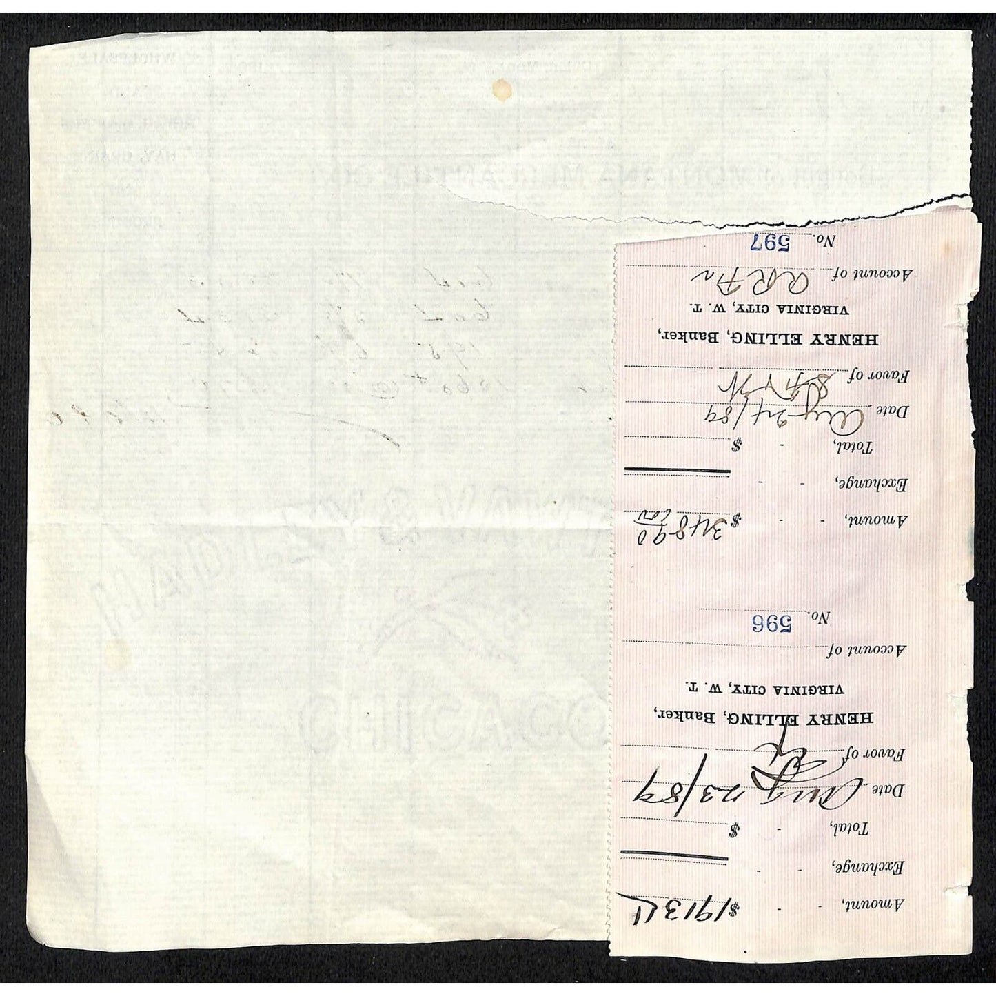 Montana Mercantile Co. 1895 Dillon, MT Letterhead Buford* Large Tear