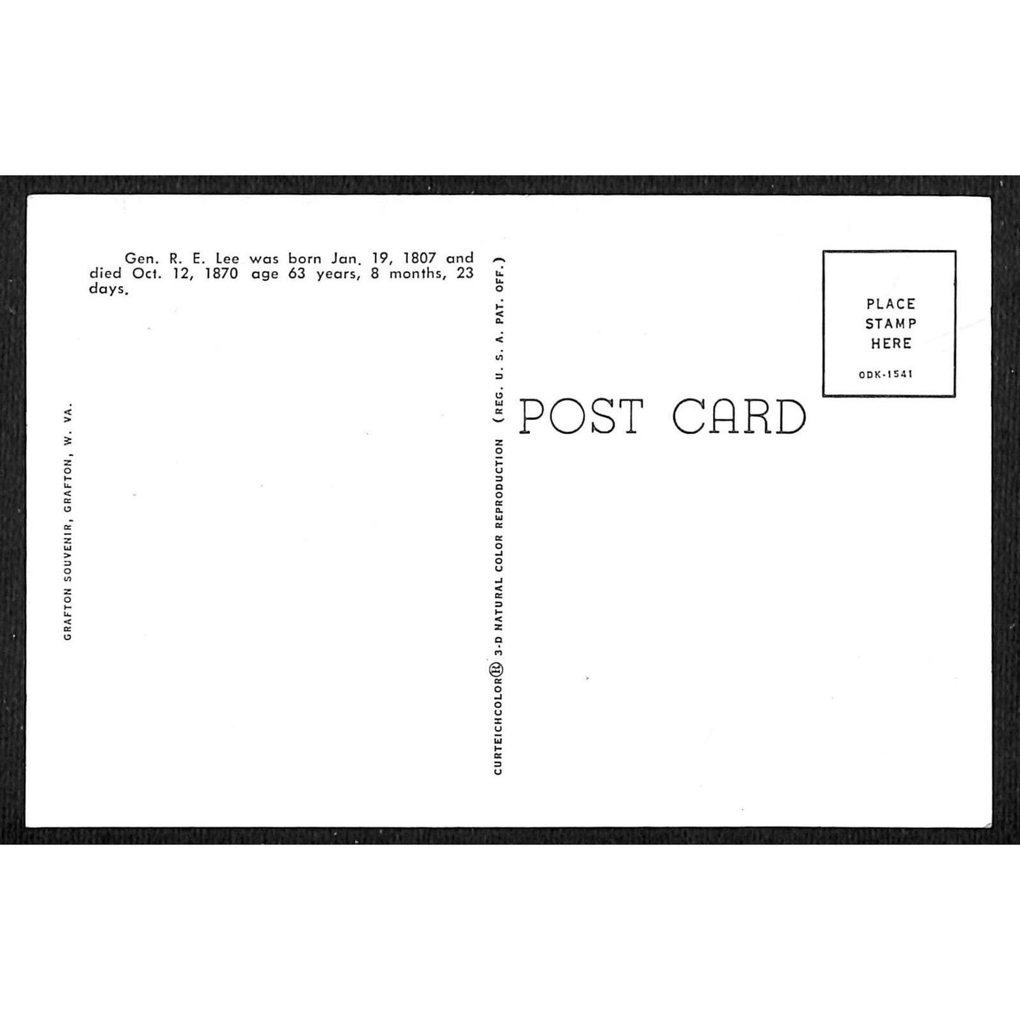 General Robert E. Lee Postcard VGC