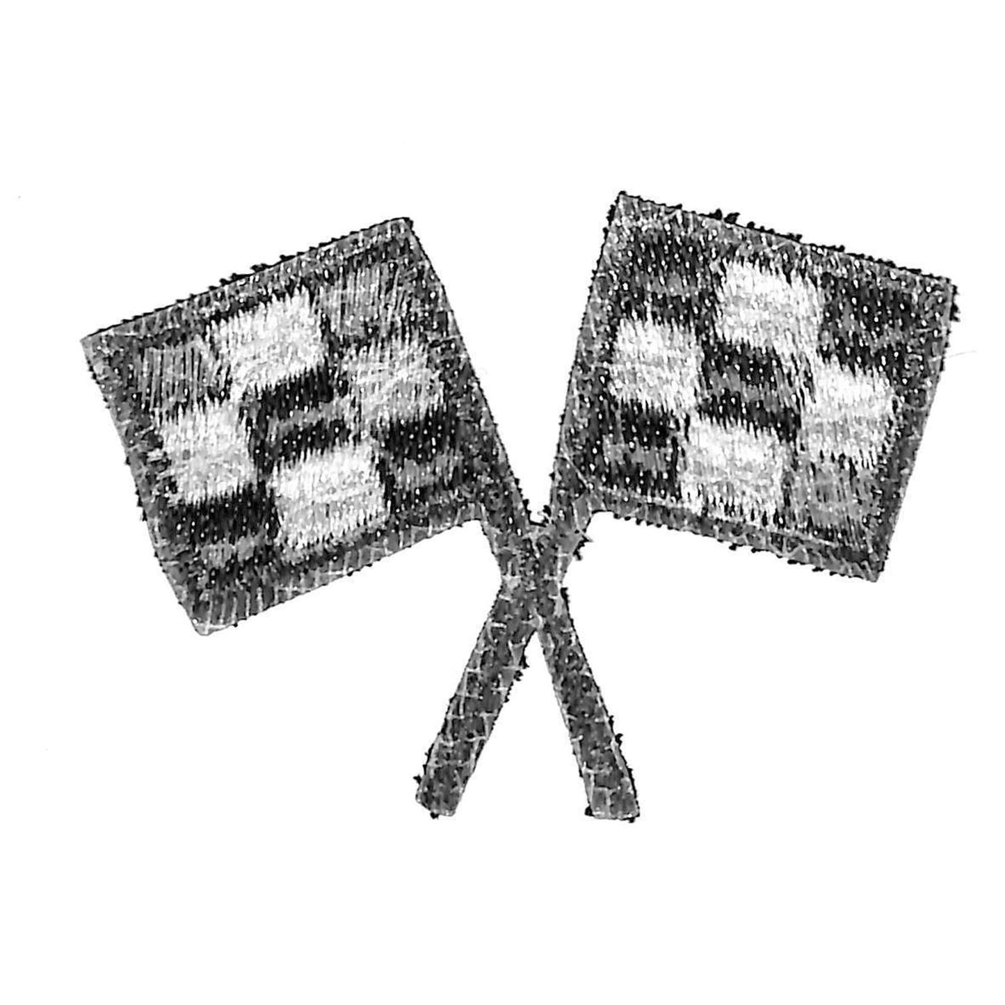 Crossed Checkered Flags Embroidered Patch c1980's-90's 2.25" x 3.25" VGC