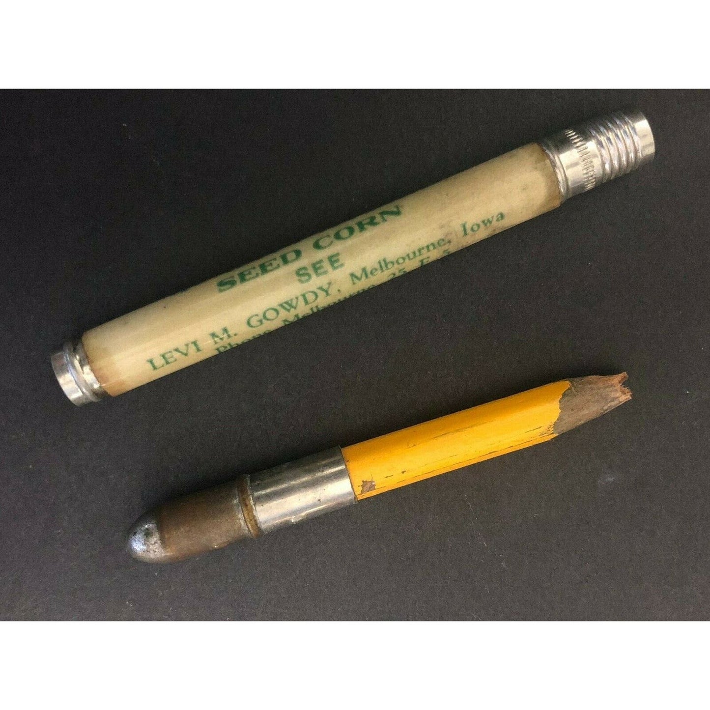 c1930's-40's "Levi Gowdy Pioneer Seed Corn Melbourne" Advertising Bullet Pencil