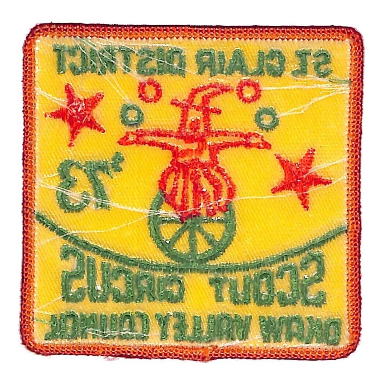 BSA Patch St. Clair District 1973 Scout Circus Okaw Valley Council Unicycle