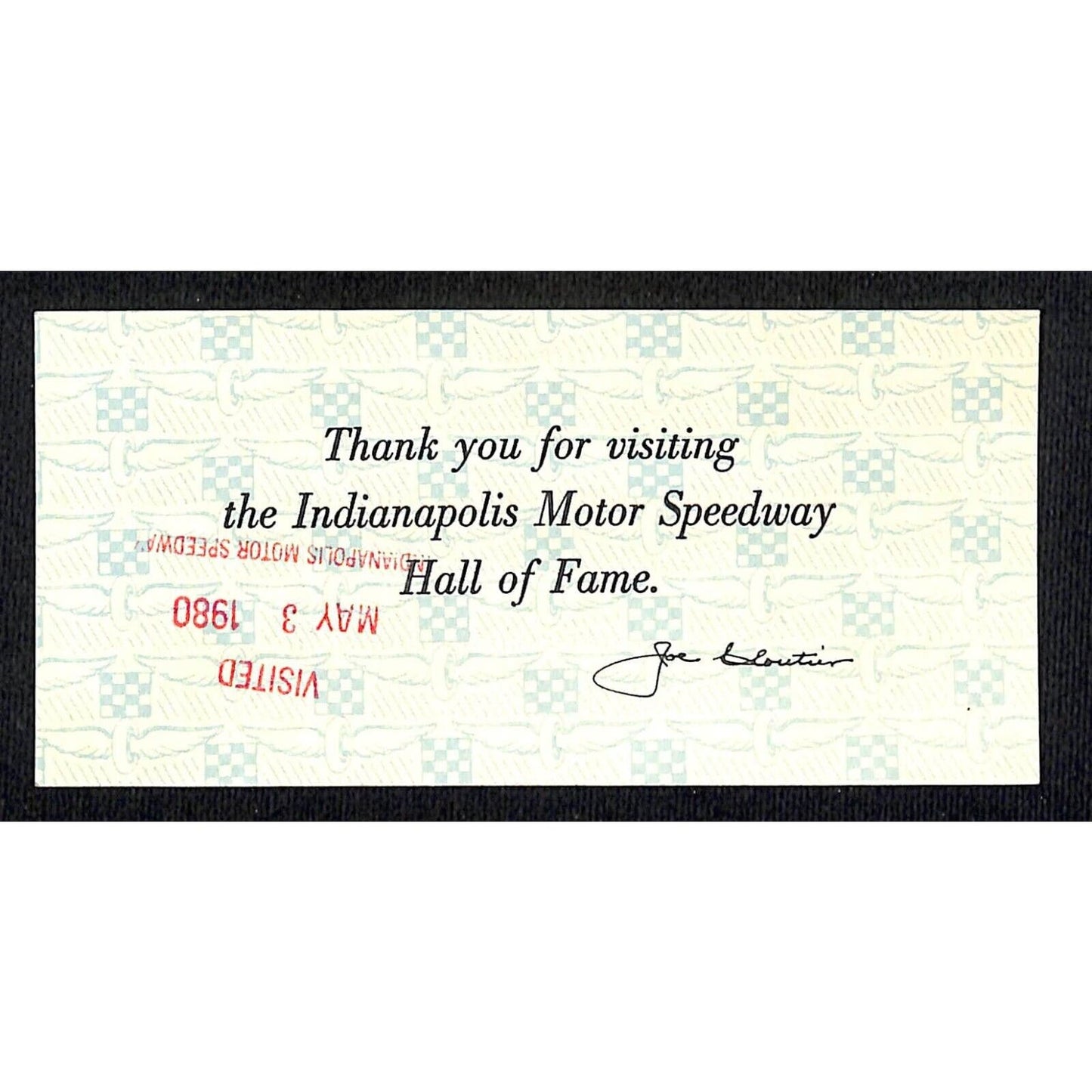 Indianapolis Motor Speedway Hall of Fame Museum Ticket INDY 500 12369 1980