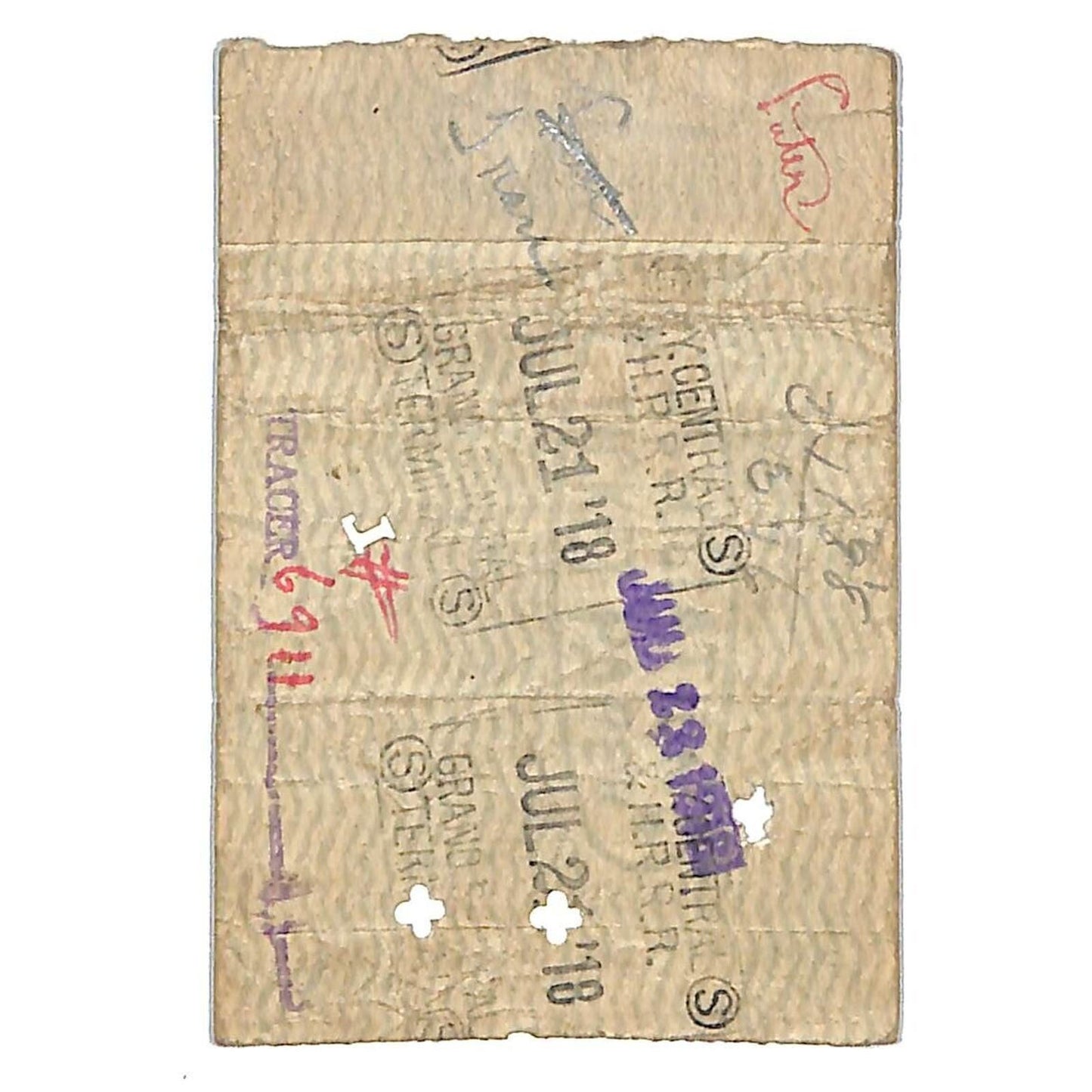 New York Central Railroad Ticket 1918 WWI "Furlough" Chicago to St. Paul