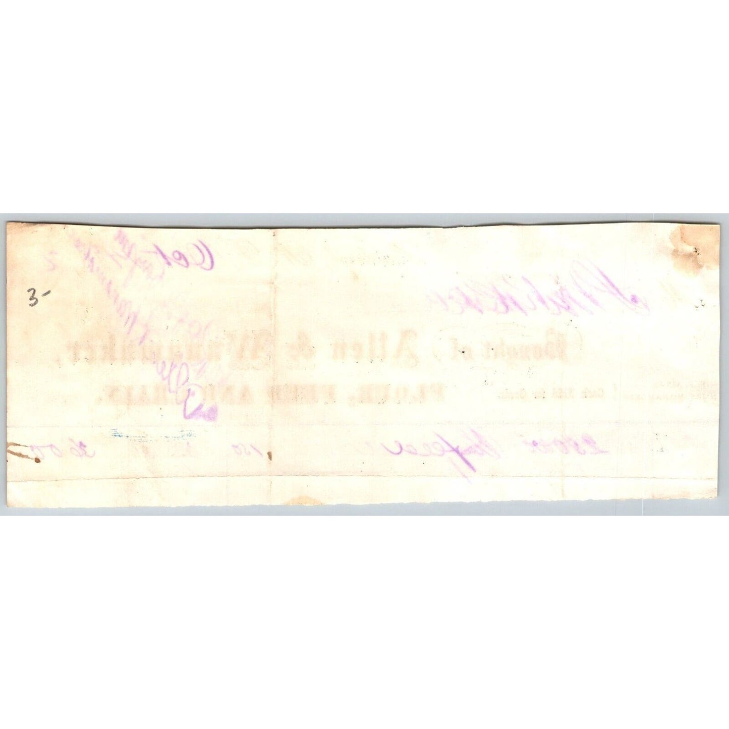 Sloatsburgh, NY Allen & Wanamaker Co. 1872 Billhead / Sterling Railroad
