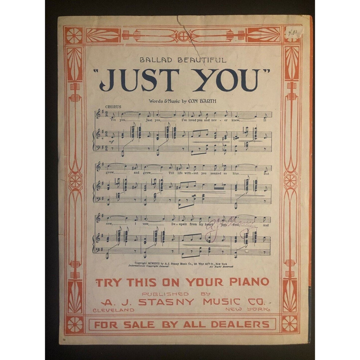 Vintage 1918 Sheet Music "I've Got a New Job" Sam Landers & Ed Nelson