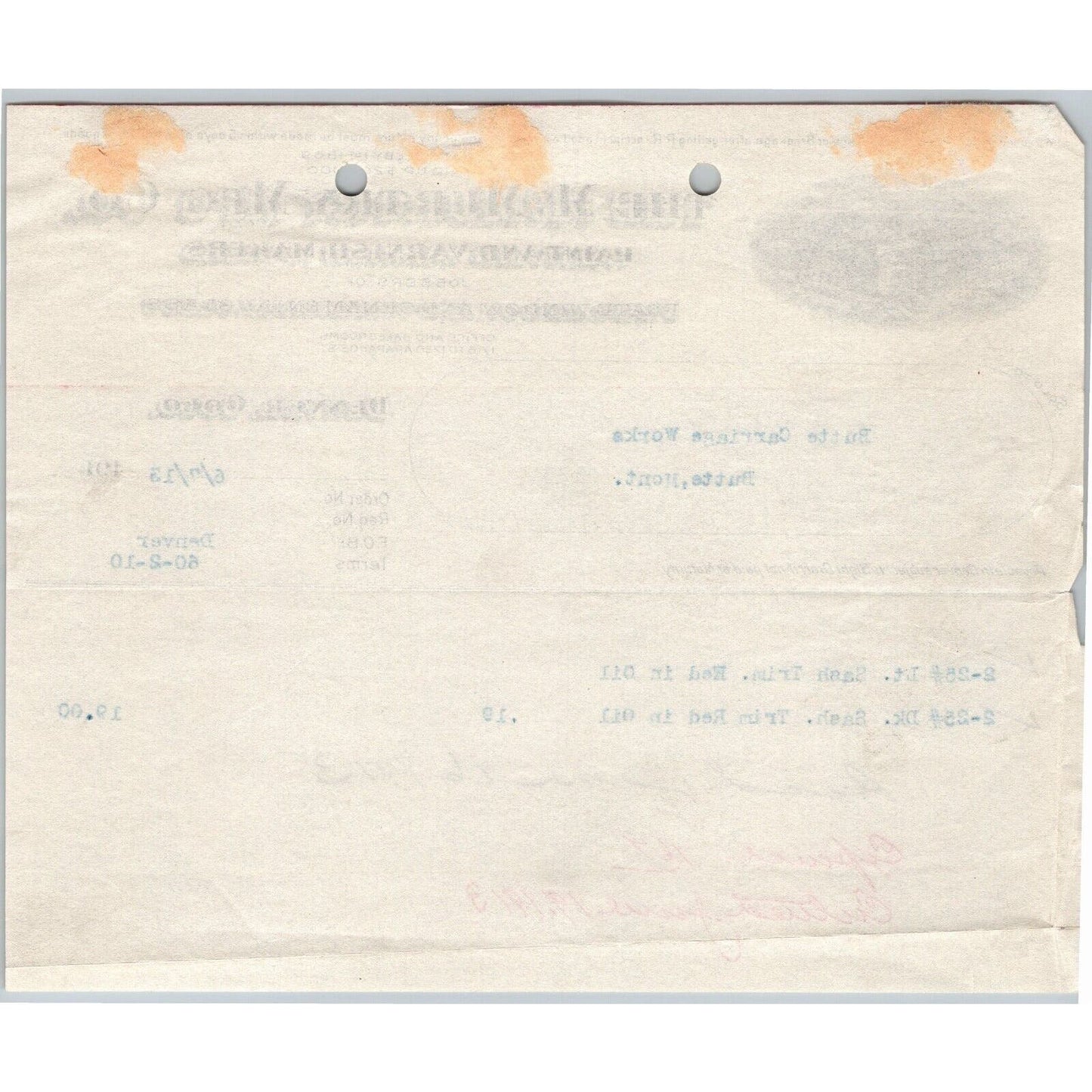 1913 McMurphy Mfg. Co. Paint and Varnish Makers Denver, CO Letterhead