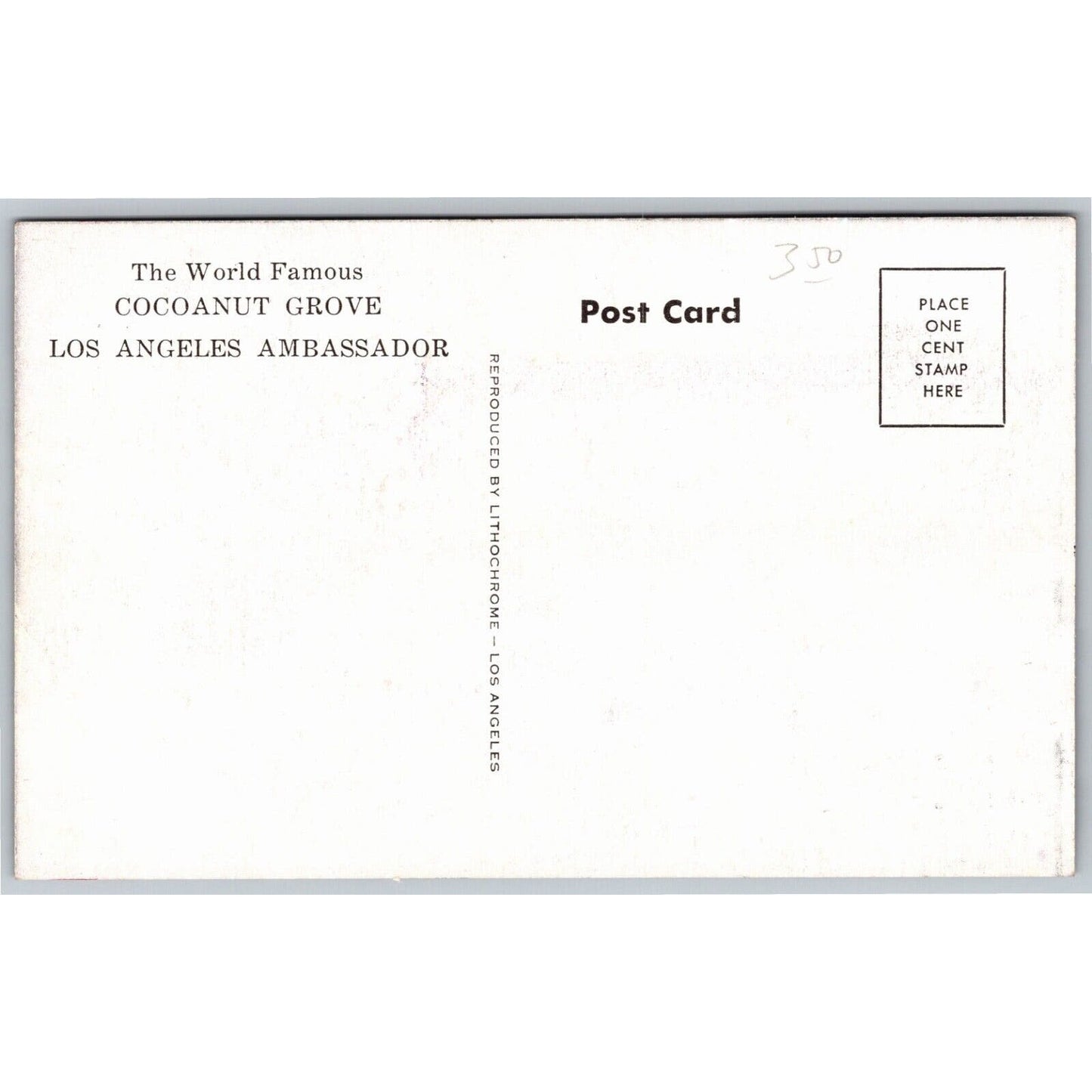 Los Angeles Ambassador Hotel - Cocoanut Grove Postcard NP c1939-50 VGC