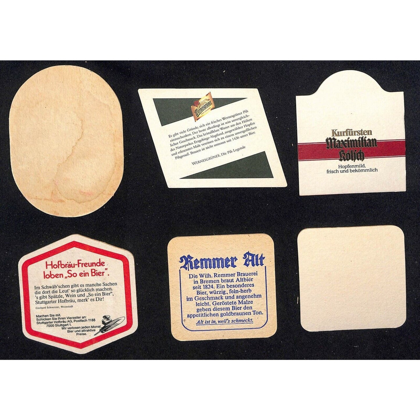 Vintage Mostly German Beer Coasters c60's-90's Group of 6 - incl. Beck