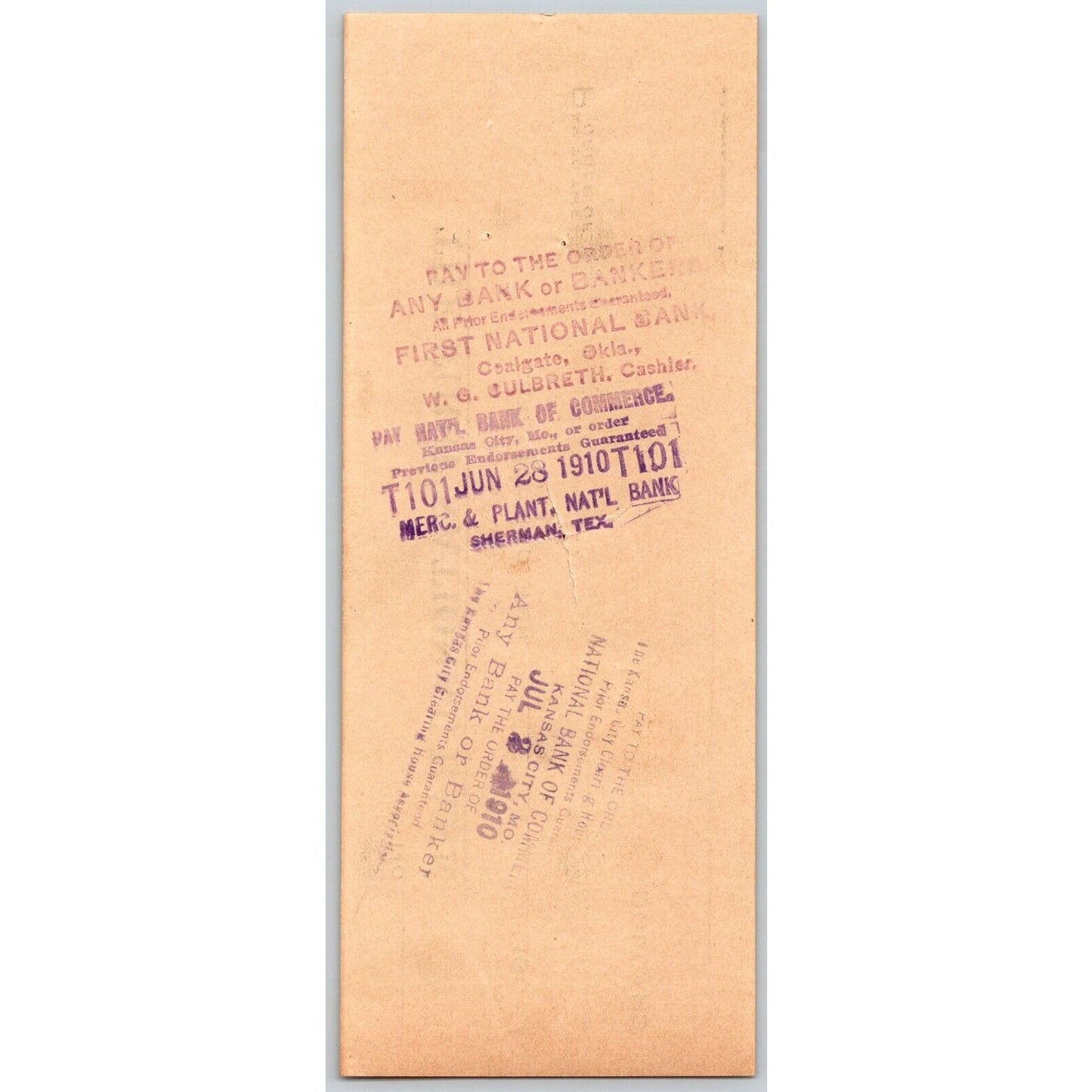 Coalgate / Clarita OK 1910 Indian Territory* Bank Check - Scarce