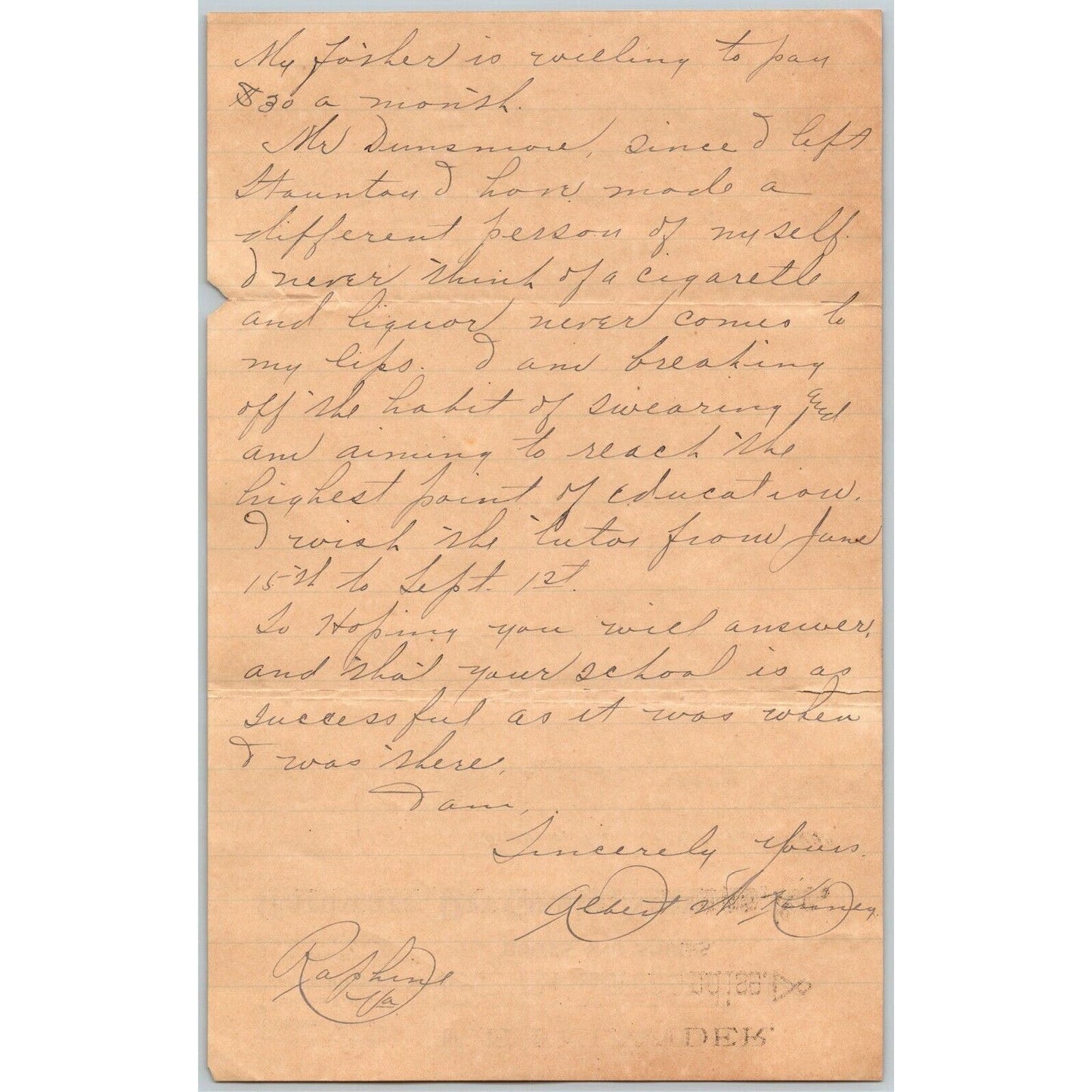 1901 Scarce F.E. Fulwider Hardware Dry Goods Notions Raphine, VA Letterhead Bill