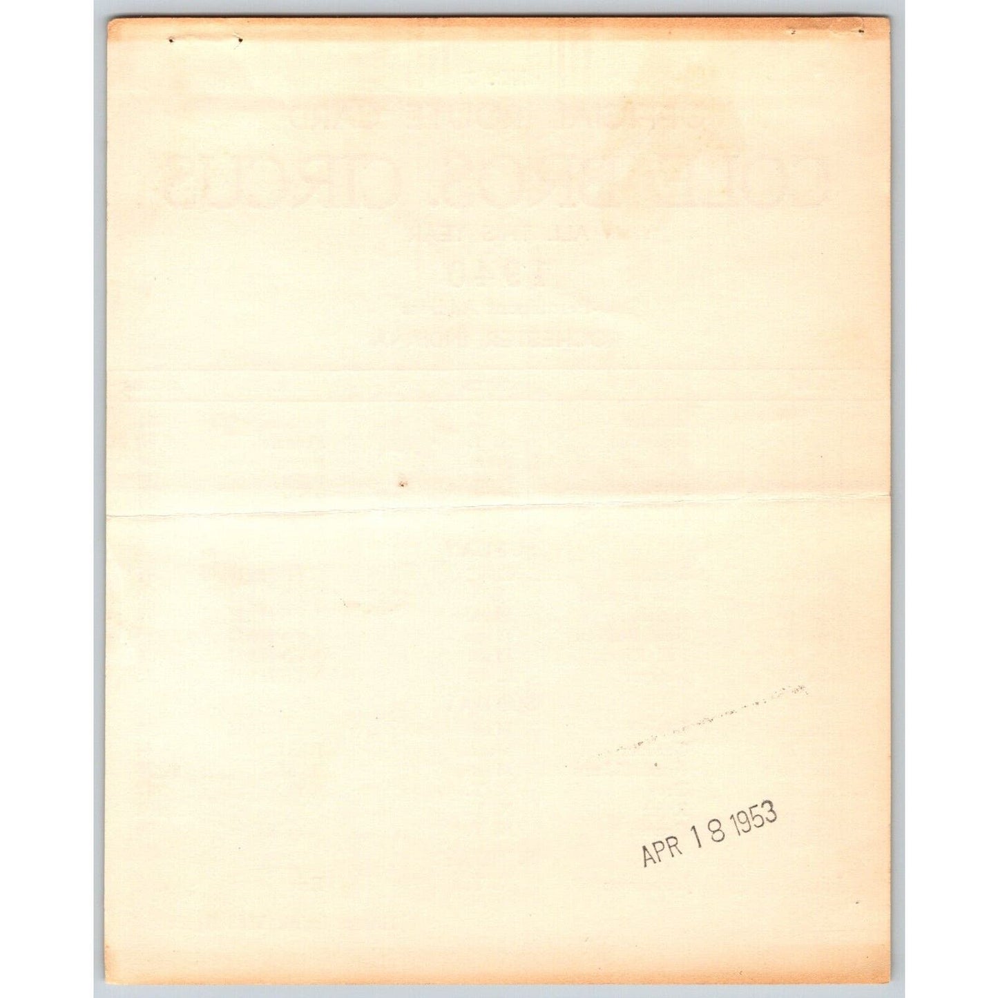 1940 Cole Bros Circus Route Card NJ PA MA RI NY